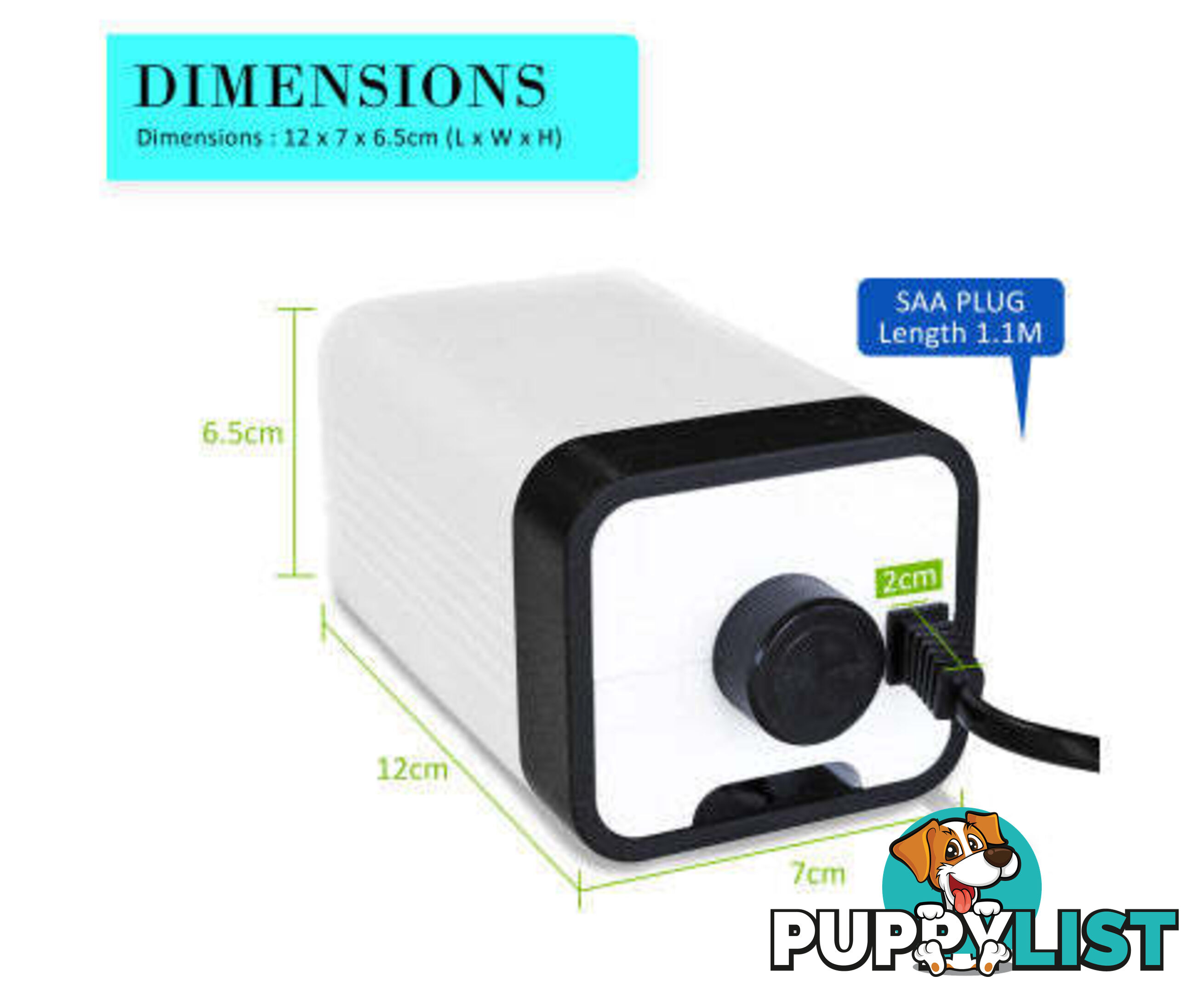 Aquarium Air Pump Oxygen Hydroponic 2 Outlet 180L/H 4W - V274-AQ-AP202