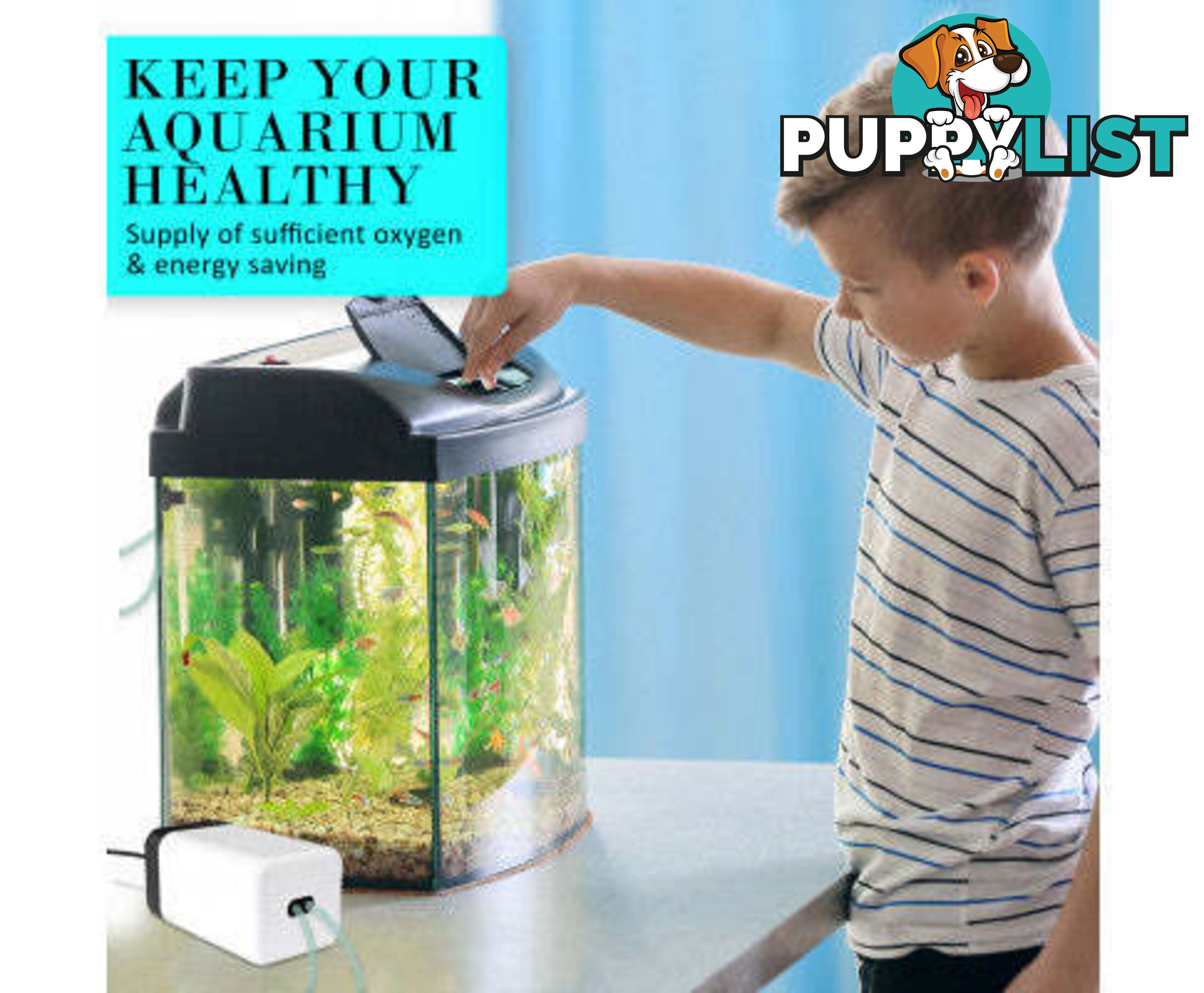 Aquarium Air Pump Oxygen Hydroponic 2 Outlet 180L/H 4W - V274-AQ-AP202