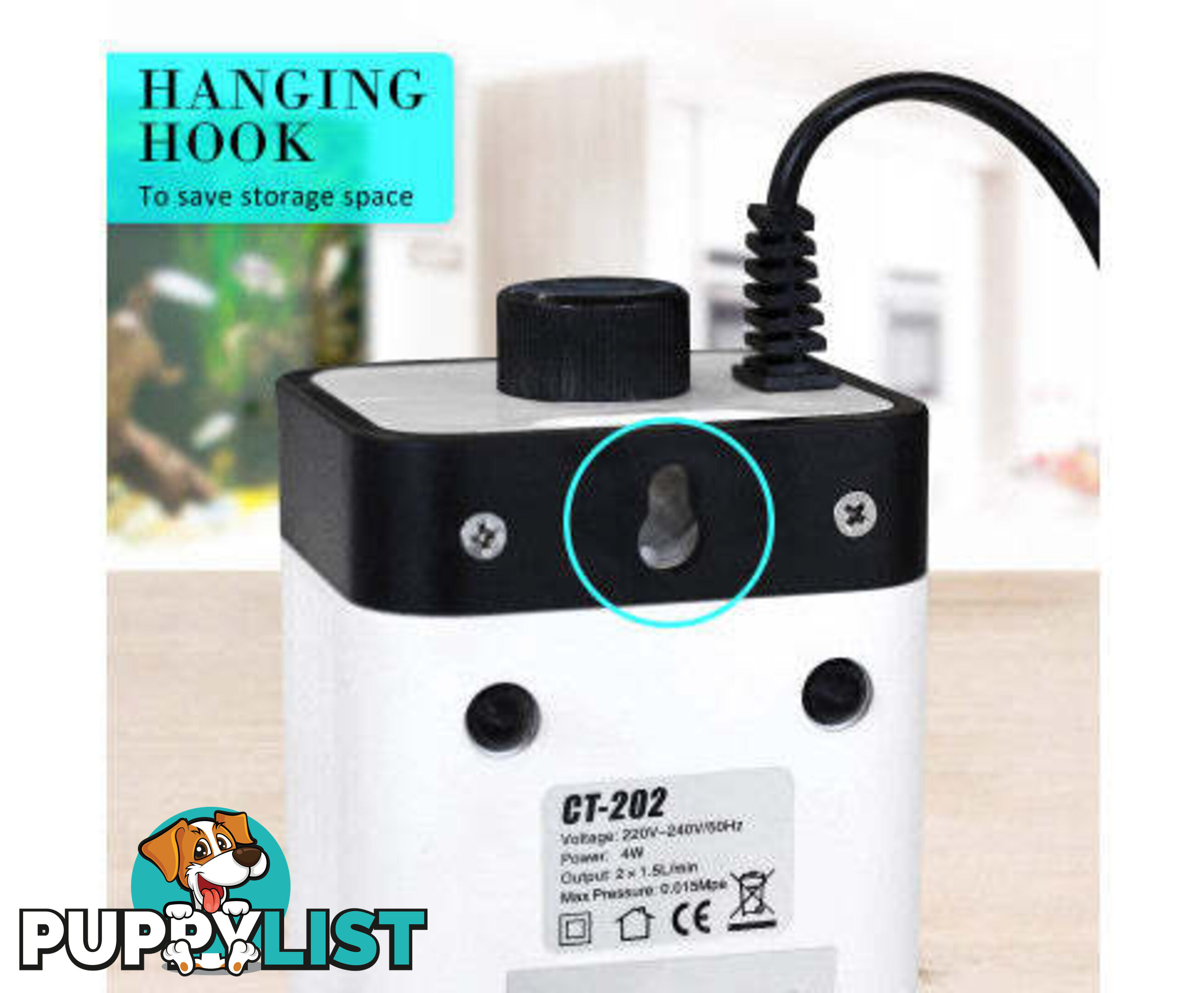 Aquarium Air Pump Oxygen Hydroponic 2 Outlet 180L/H 4W - V274-AQ-AP202