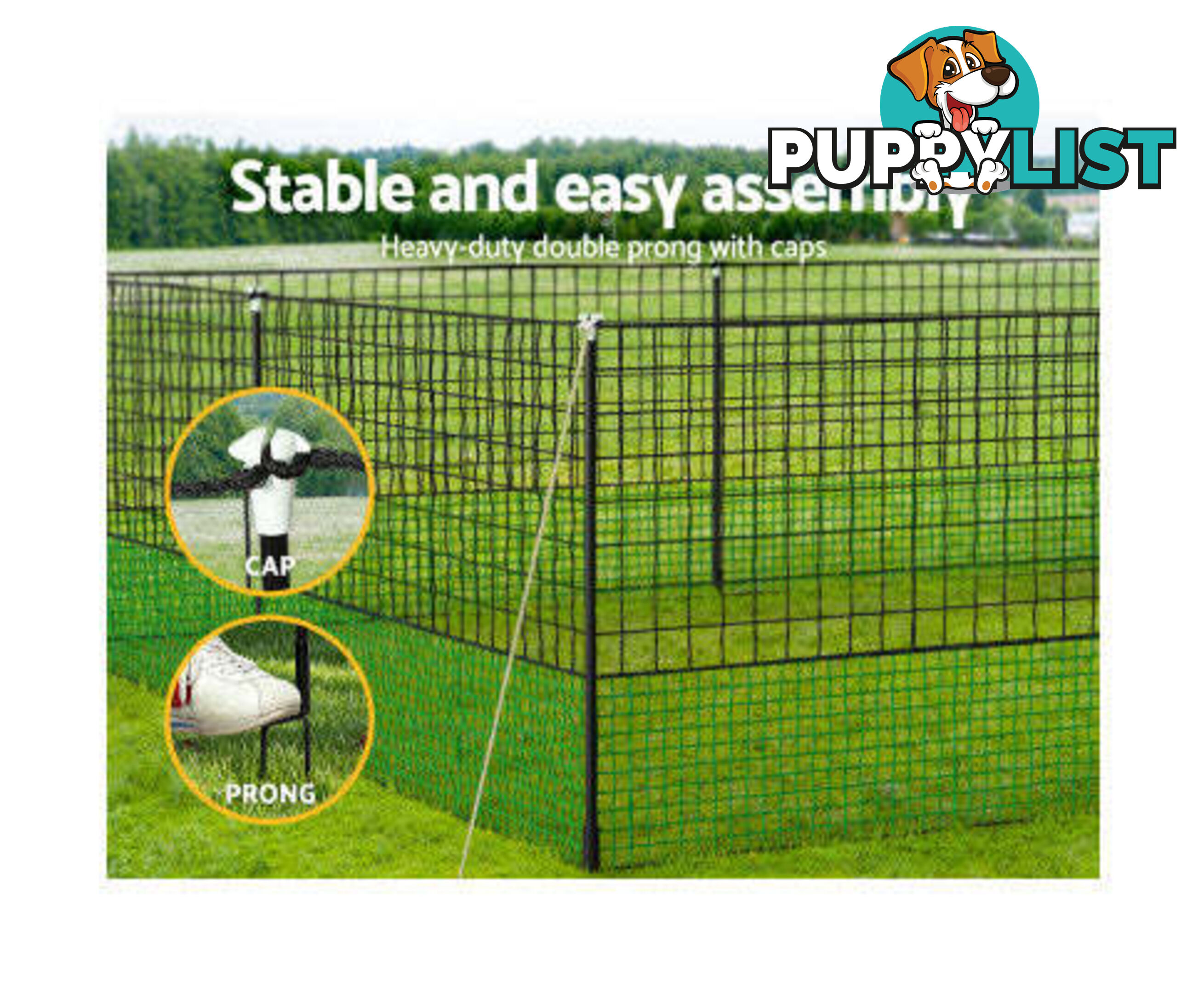 i.Pet Poultry Chicken Fence Netting Electric wire Ducks Goose Coop - PET-CF-25X125-BK
