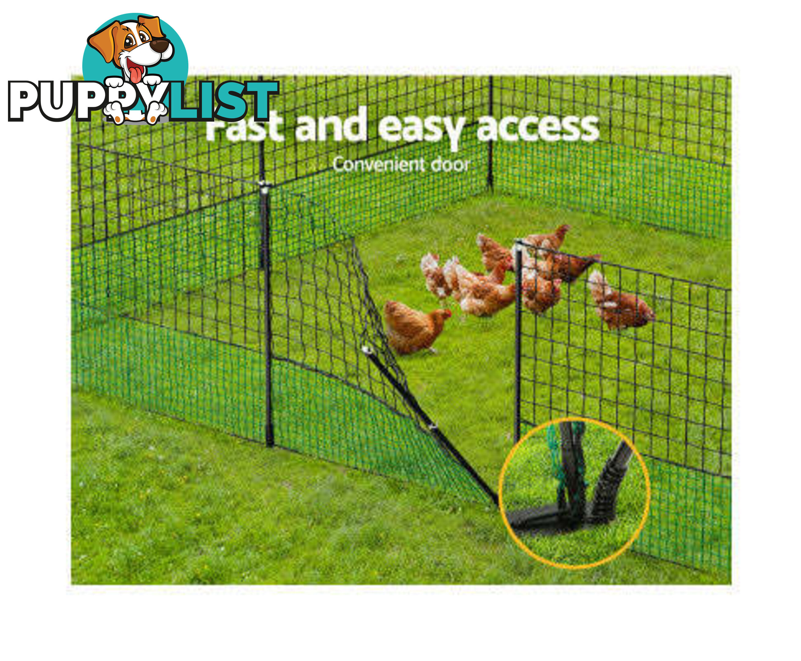i.Pet Poultry Chicken Fence Netting Electric wire Ducks Goose Coop - PET-CF-25X125-BK