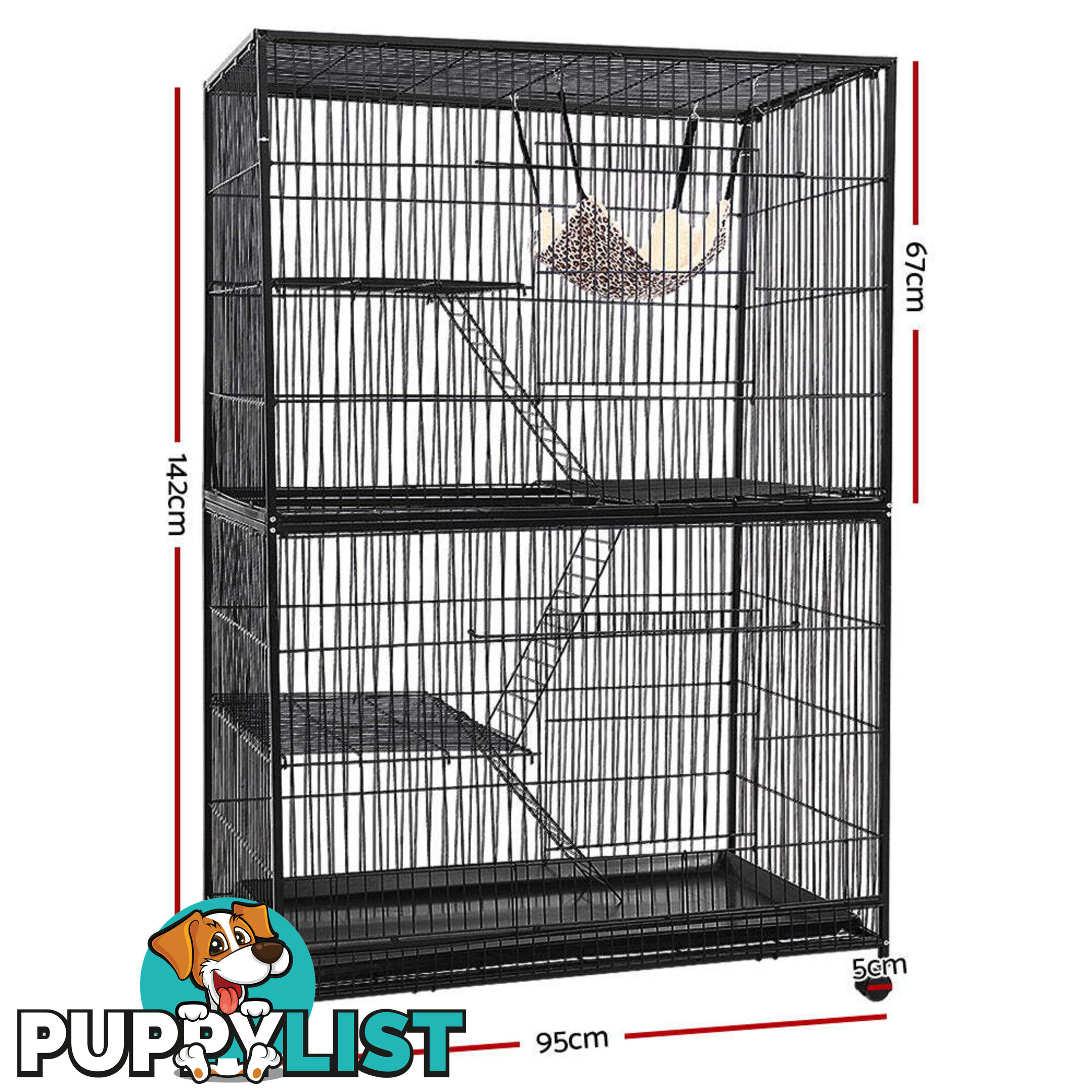 i.Pet Rabbit Cage 142cm Hutch 4 Level Bird Guinea Pig Ferret - PET-FERRETCAGE-H140