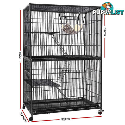 i.Pet Rabbit Cage 142cm Hutch 4 Level Bird Guinea Pig Ferret - PET-FERRETCAGE-H140