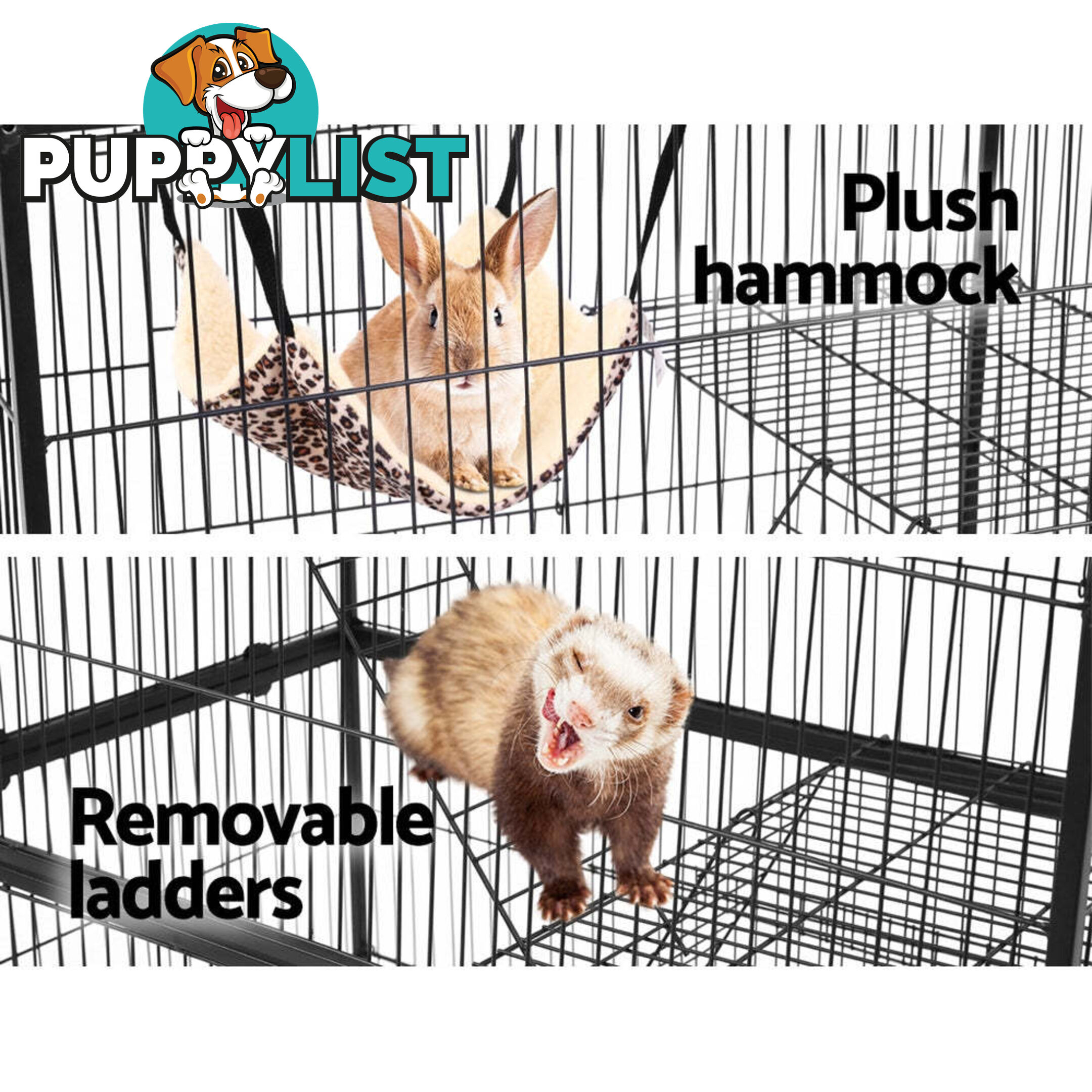 i.Pet Rabbit Cage 142cm Hutch 4 Level Bird Guinea Pig Ferret - PET-FERRETCAGE-H140
