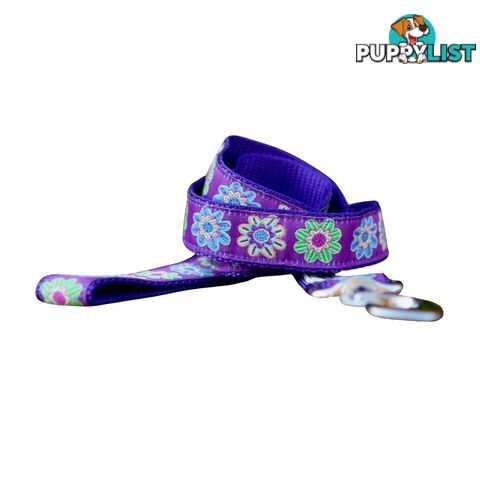 Purple Flower Dog Lead / Dog Leash - Hand Made by The Bark Side - TBSLDFLO251.2