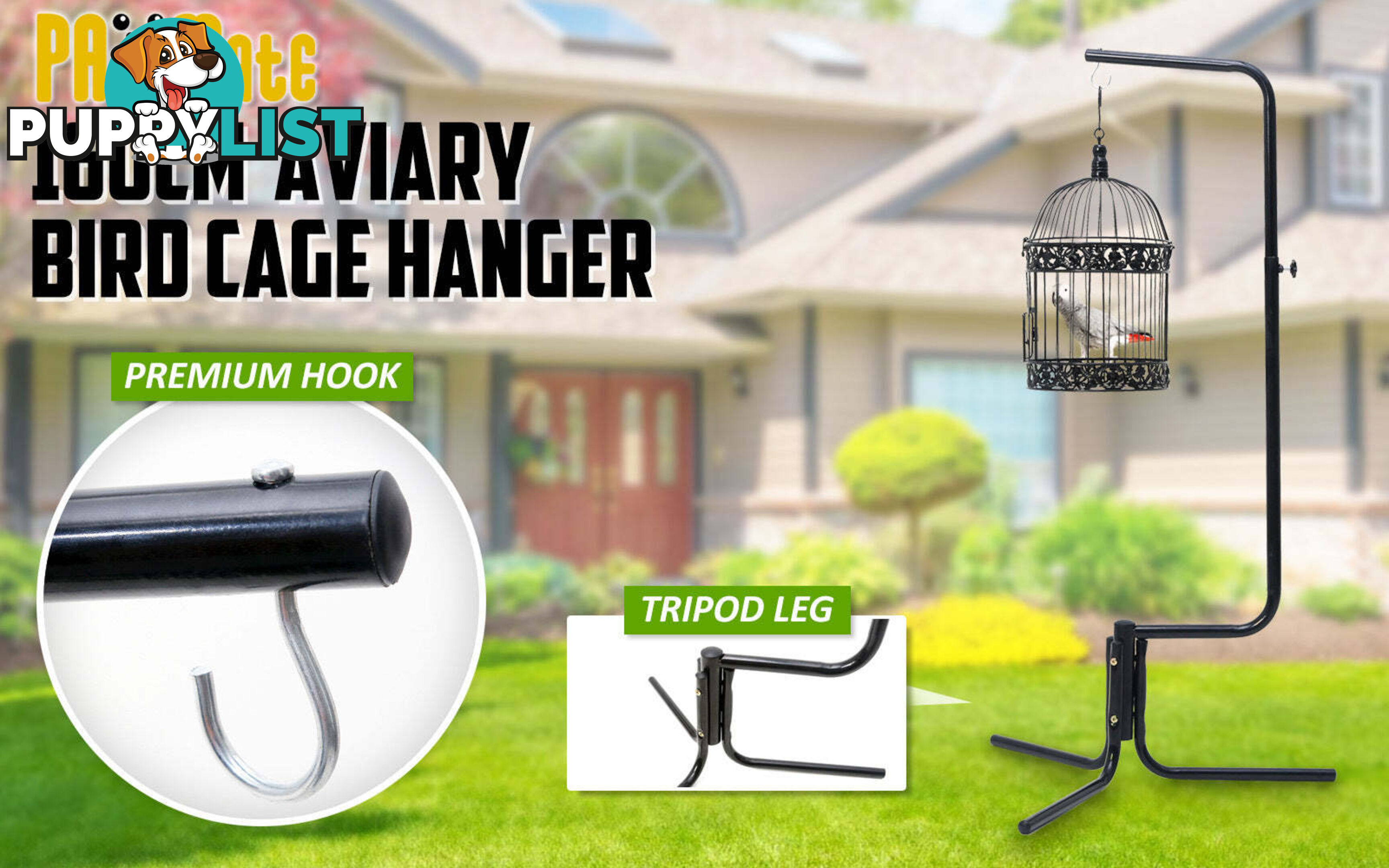 Bird Cage Hanger Stand Parrot Aviary SOLO 160cm - V274-PET-B9-170