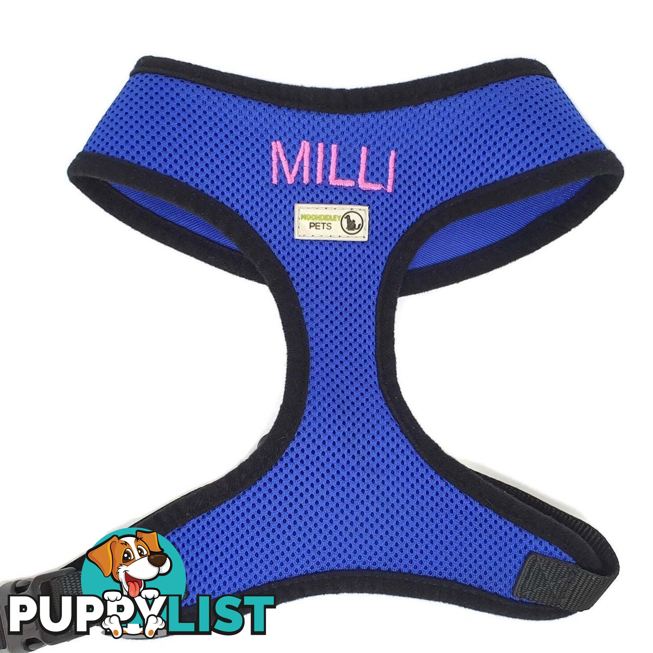 Doggie ID Harness Soft Air Mesh Personalised Embroidered - GC-HAR-ID-PNK-L