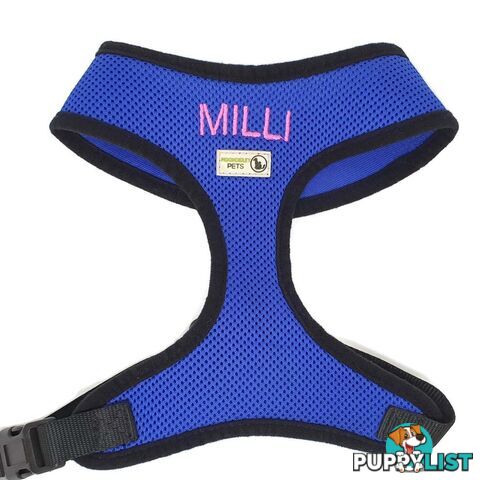 Doggie ID Harness Soft Air Mesh Personalised Embroidered - GC-HAR-ID-PNK-L