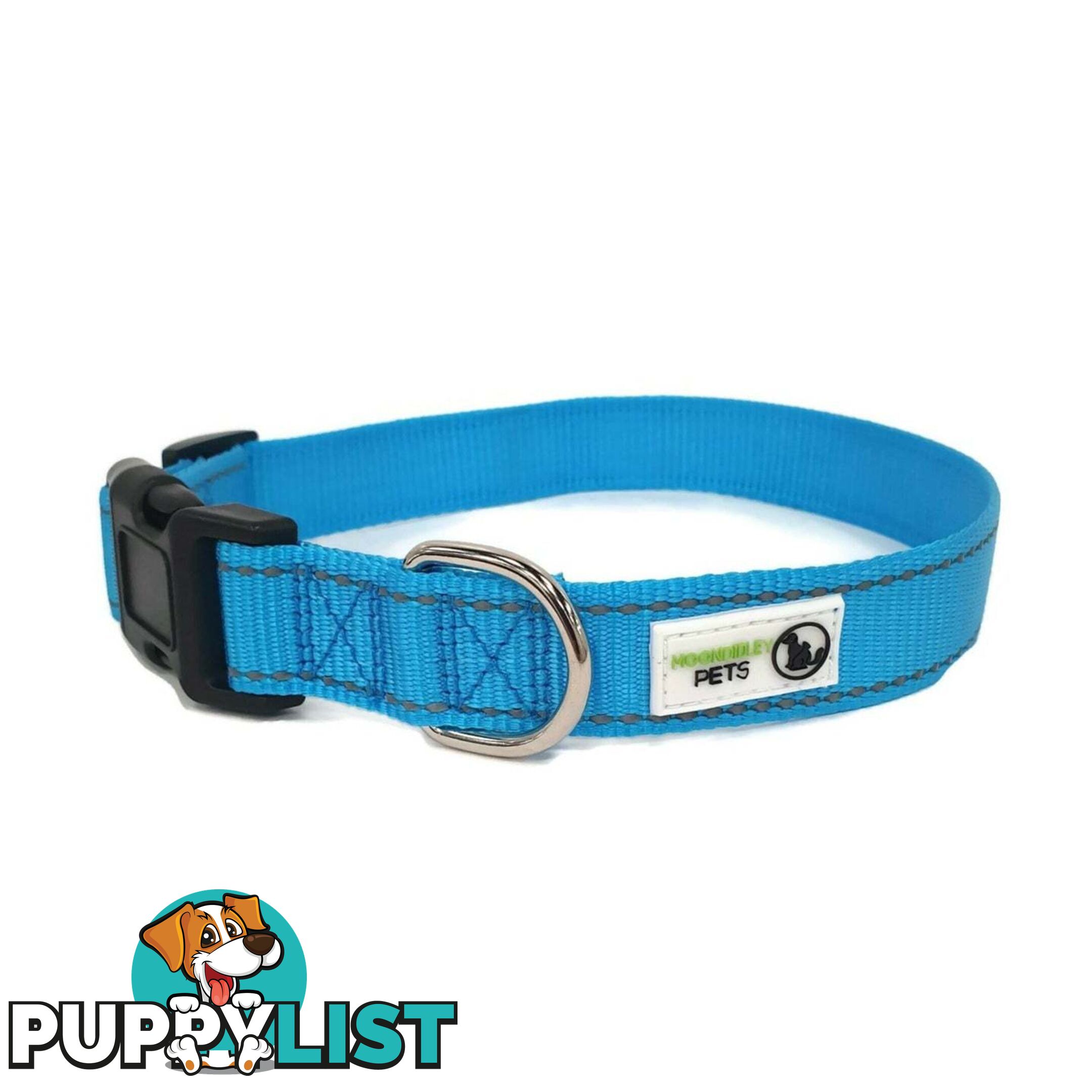 Nylon w/Reflective Stitching Dog Collar - Moondidley Pets - MDPCOLREFSPNK