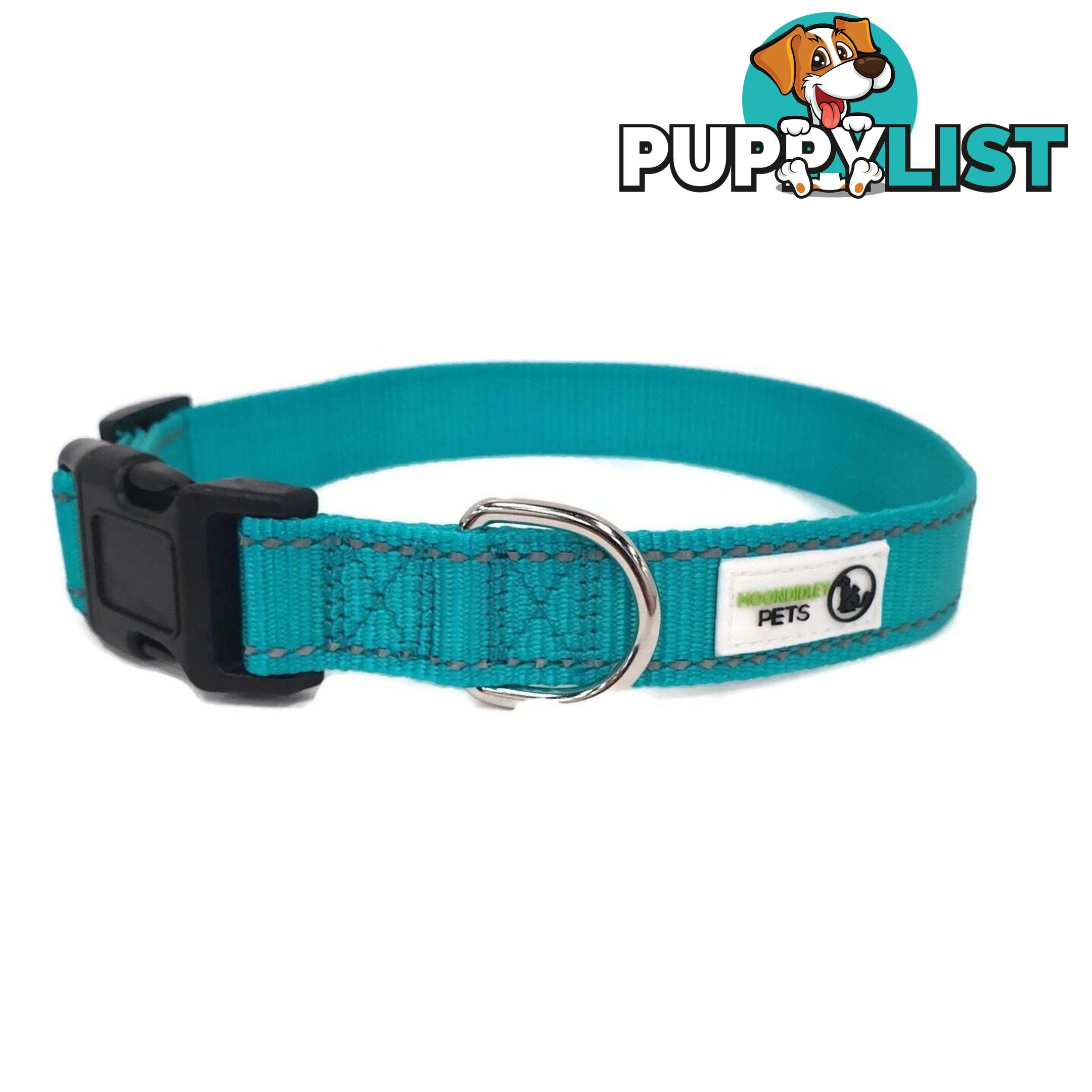 Nylon w/Reflective Stitching Dog Collar - Moondidley Pets - MDPCOLREFSPNK