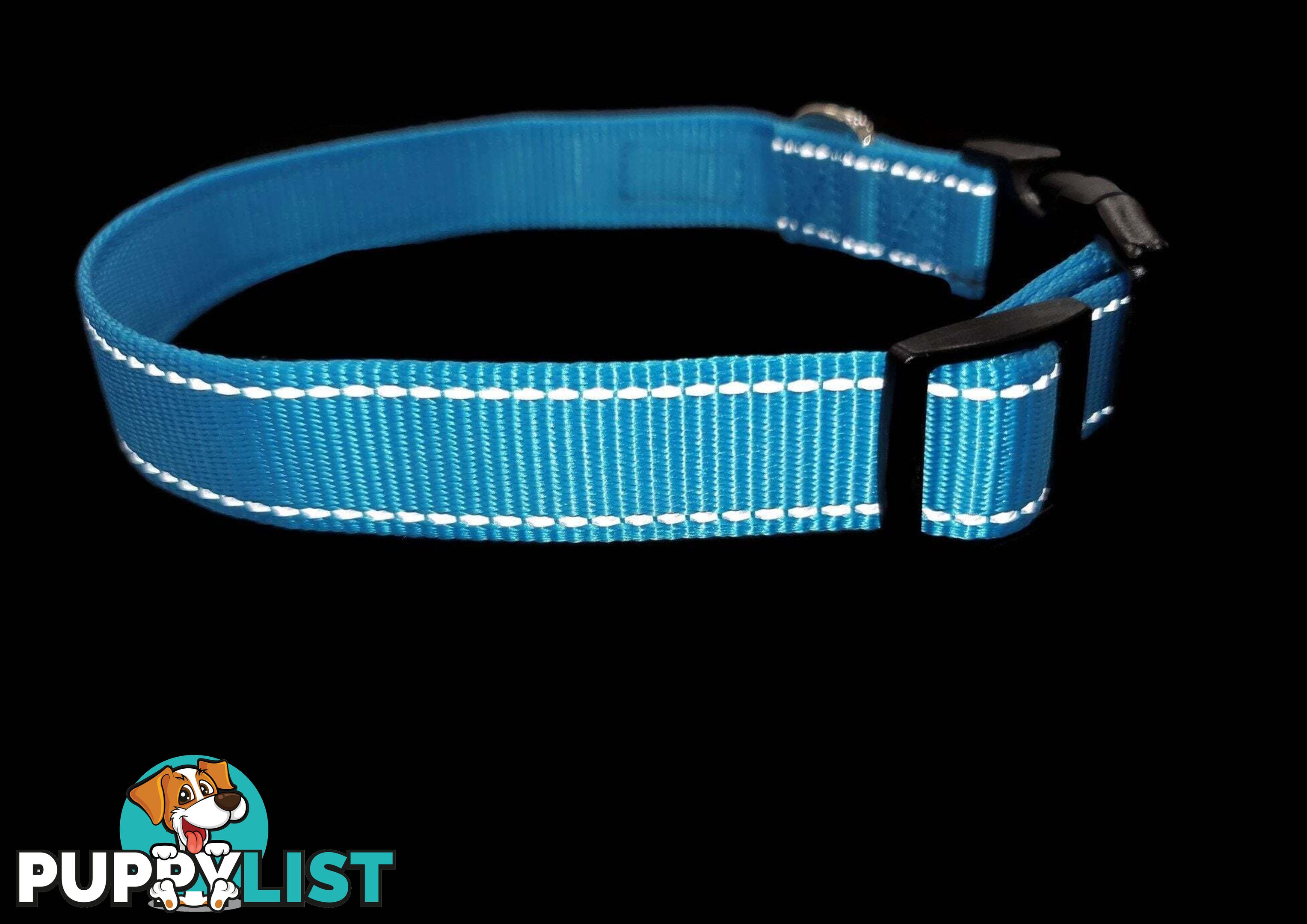 Nylon w/Reflective Stitching Dog Collar - Moondidley Pets - MDPCOLREFSPNK