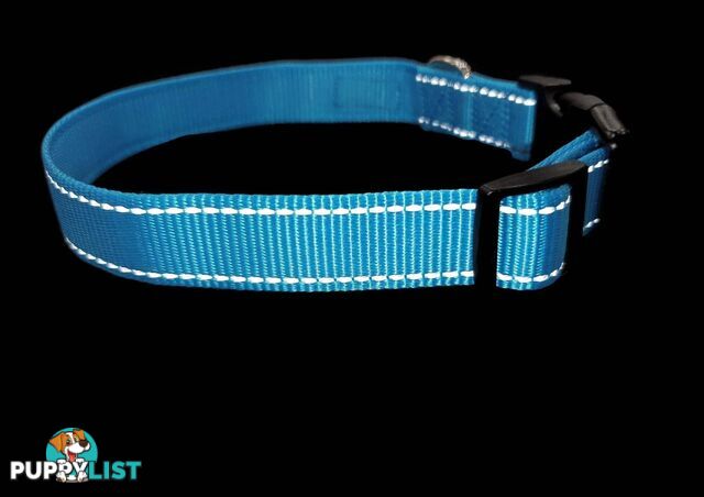 Nylon w/Reflective Stitching Dog Collar - Moondidley Pets - MDPCOLREFSPNK