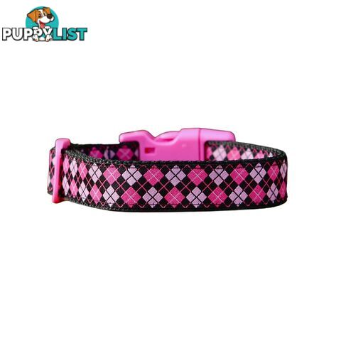 Tartan Dog Collar / XS - L - Hand Made by The Bark Side - TBSTARSMLPNK