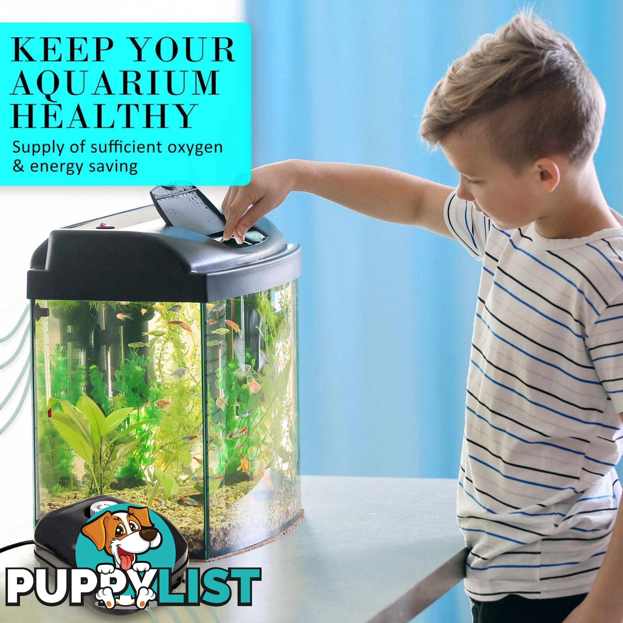 Aquarium Air Pump Oxygen Hydroponic 4 Outlet 360L/H 13W - V274-AQ-AP13