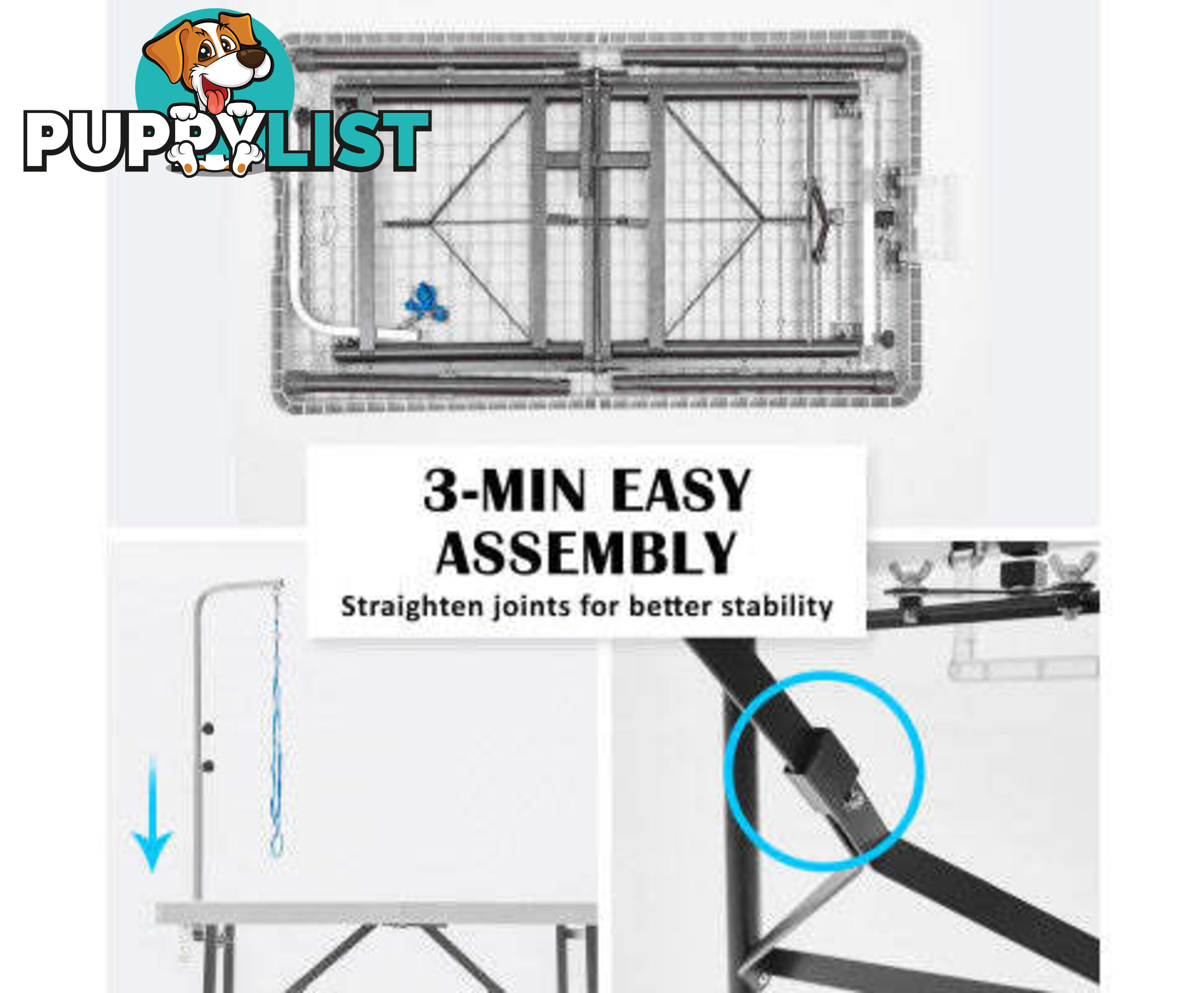 Paw Mat Dog or Cat Pet Grooming Salon Table Foldable and Adjustable - V274-PET-PGT97-WH