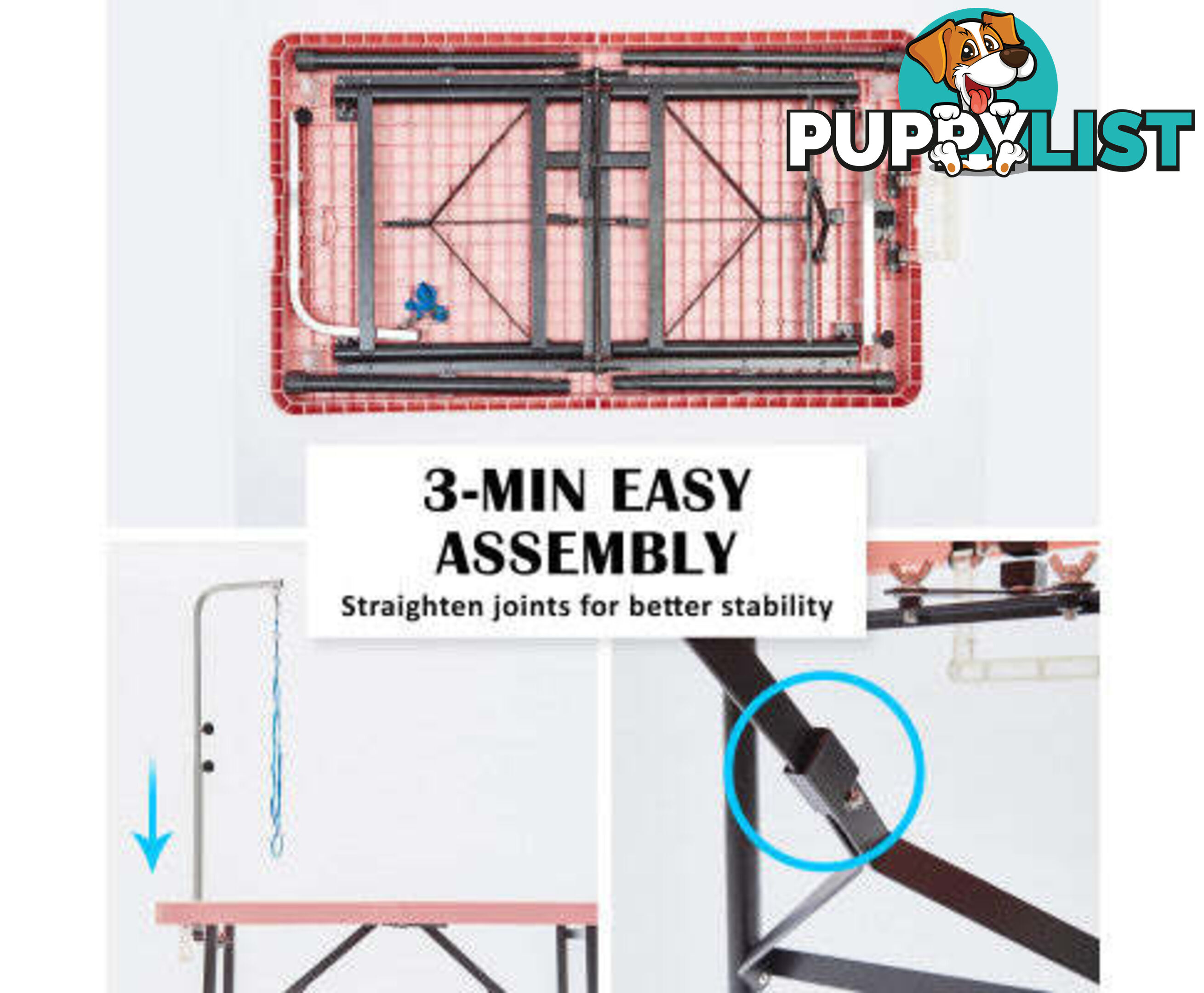 Paw Mat Dog or Cat Pet Grooming Salon Table Foldable and Adjustable - V274-PET-PGT97-WH