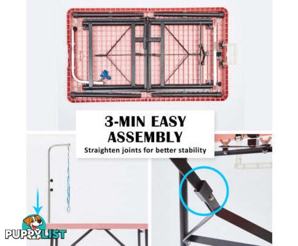 Paw Mat Dog or Cat Pet Grooming Salon Table Foldable and Adjustable - V274-PET-PGT97-WH