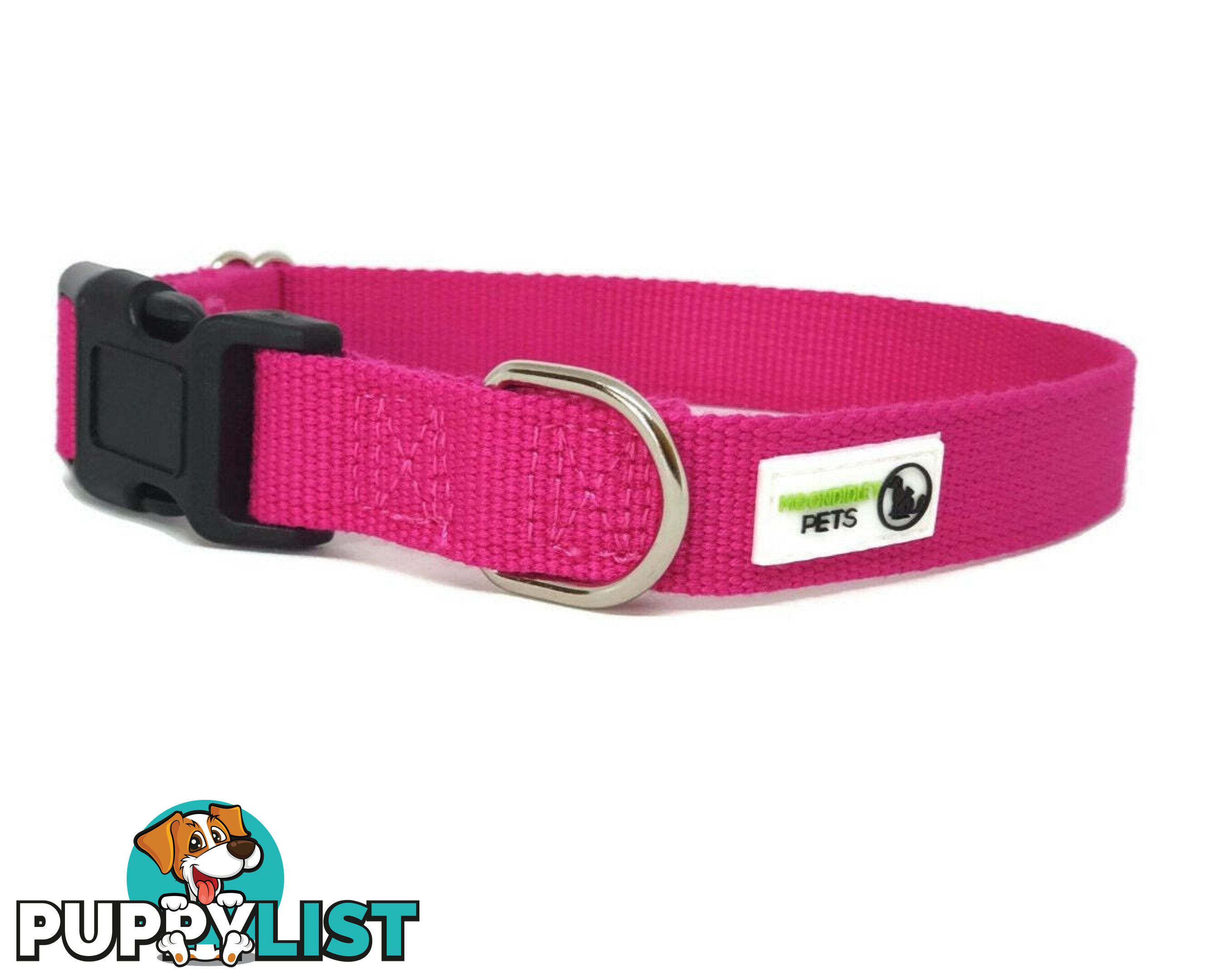 100% Pure Bamboo Fibre Dog Collar Plastic Buckle - Moondidley Pets - MDPCOLBAMBXSPNK