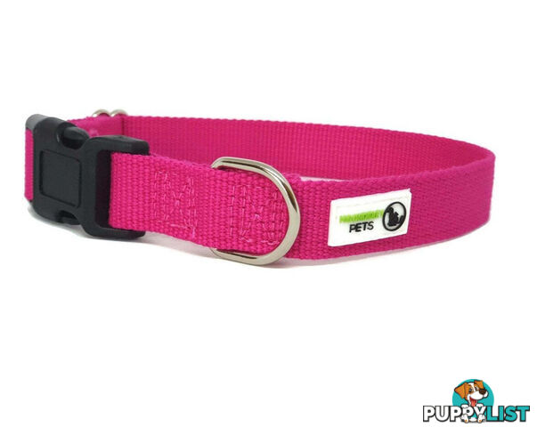 100% Pure Bamboo Fibre Dog Collar Plastic Buckle - Moondidley Pets - MDPCOLBAMBXSPNK