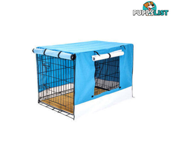 Paw Mate Wire Dog Cage Crate with Tray + Cushion Mat + Cover Combo - V274-PET-WCCVCU42-BU