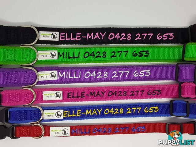 Doggie ID Collar Bamboo Fibre Fleece Padded Personalised Embroidered - CCB-CO-NP5-LPU-NO