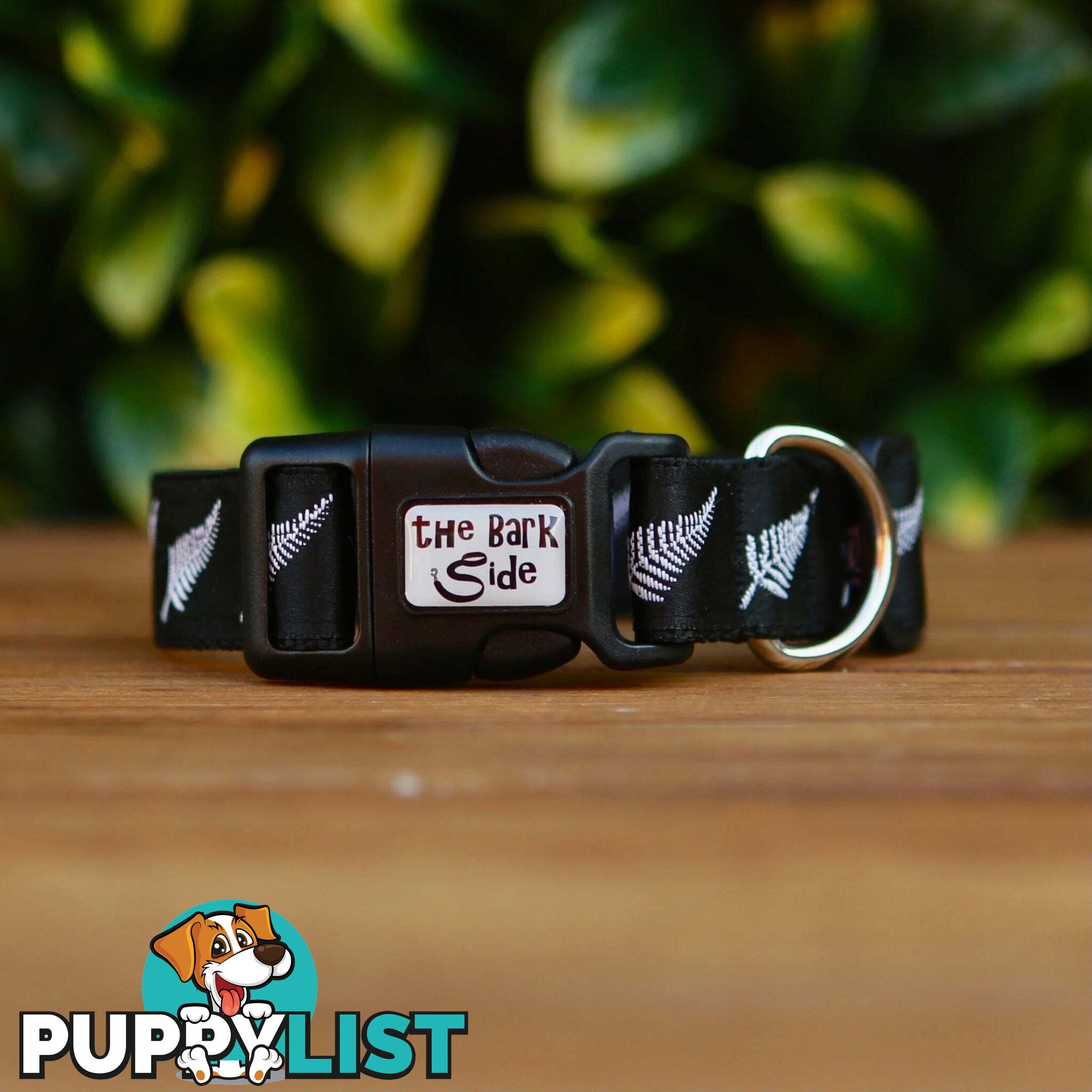 Silver Ferns Dog Collar - New Zealand - Hand Made by The Bark Side - TBSSILLGE