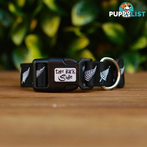 Silver Ferns Dog Collar - New Zealand - Hand Made by The Bark Side - TBSSILLGE