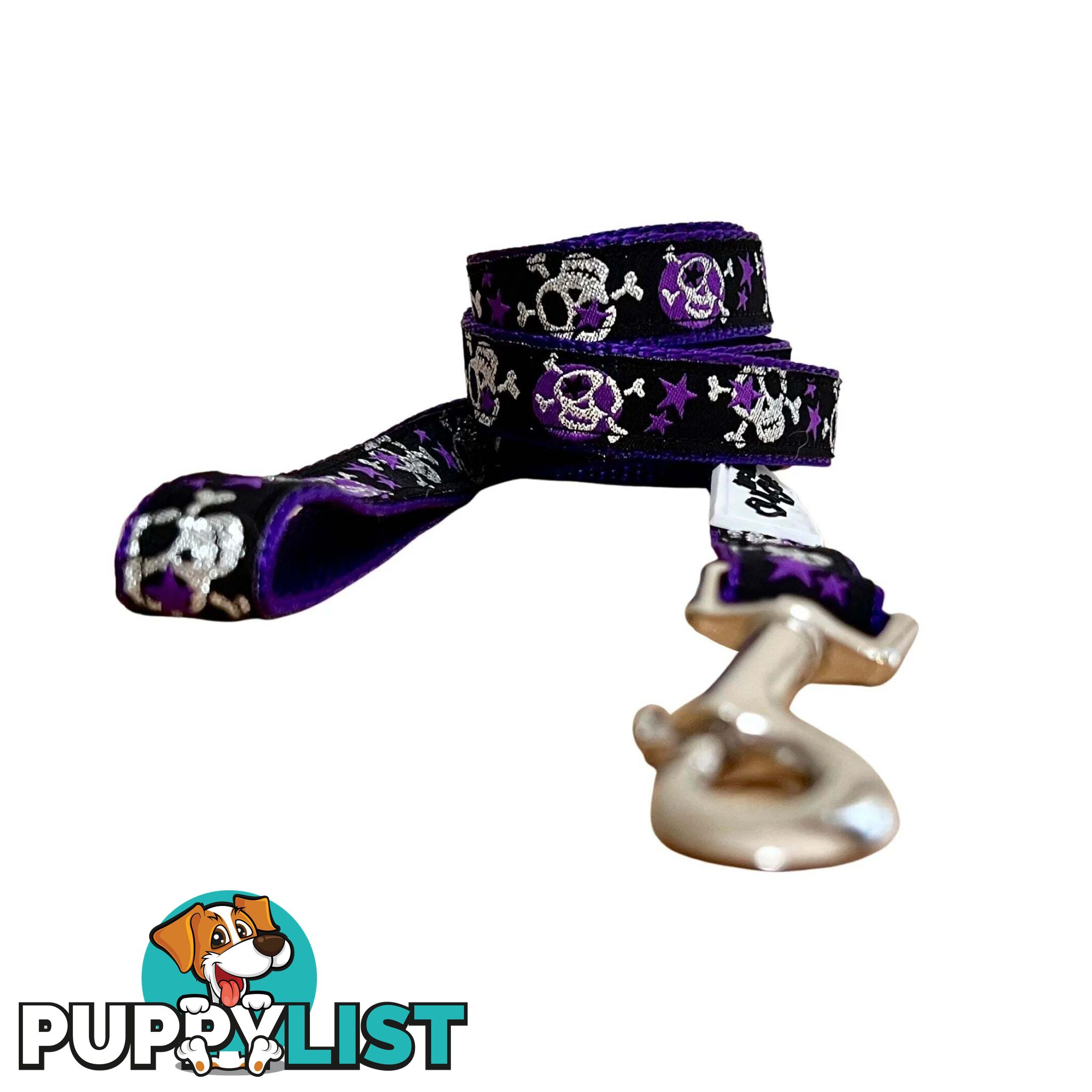 Skulls & Stars Dog Lead / Dog Leash - Hand Made by The Bark Side - TBSLDSKULBLU201.2