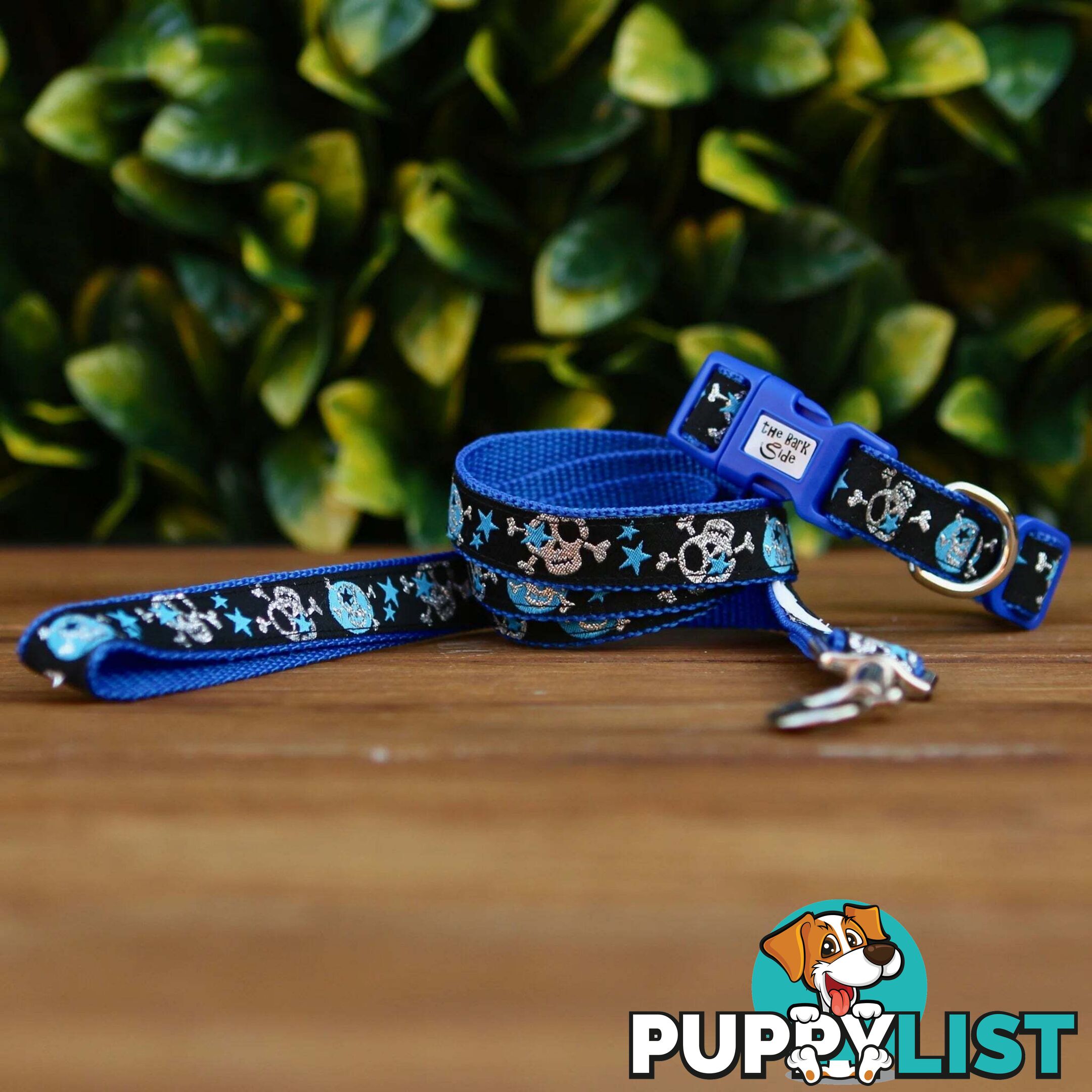 Skulls & Stars Dog Lead / Dog Leash - Hand Made by The Bark Side - TBSLDSKULBLU201.2