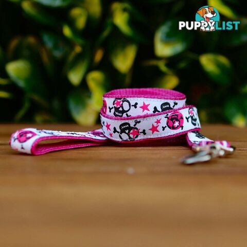 Skulls & Stars Dog Lead / Dog Leash - Hand Made by The Bark Side - TBSLDSKULBLU201.2