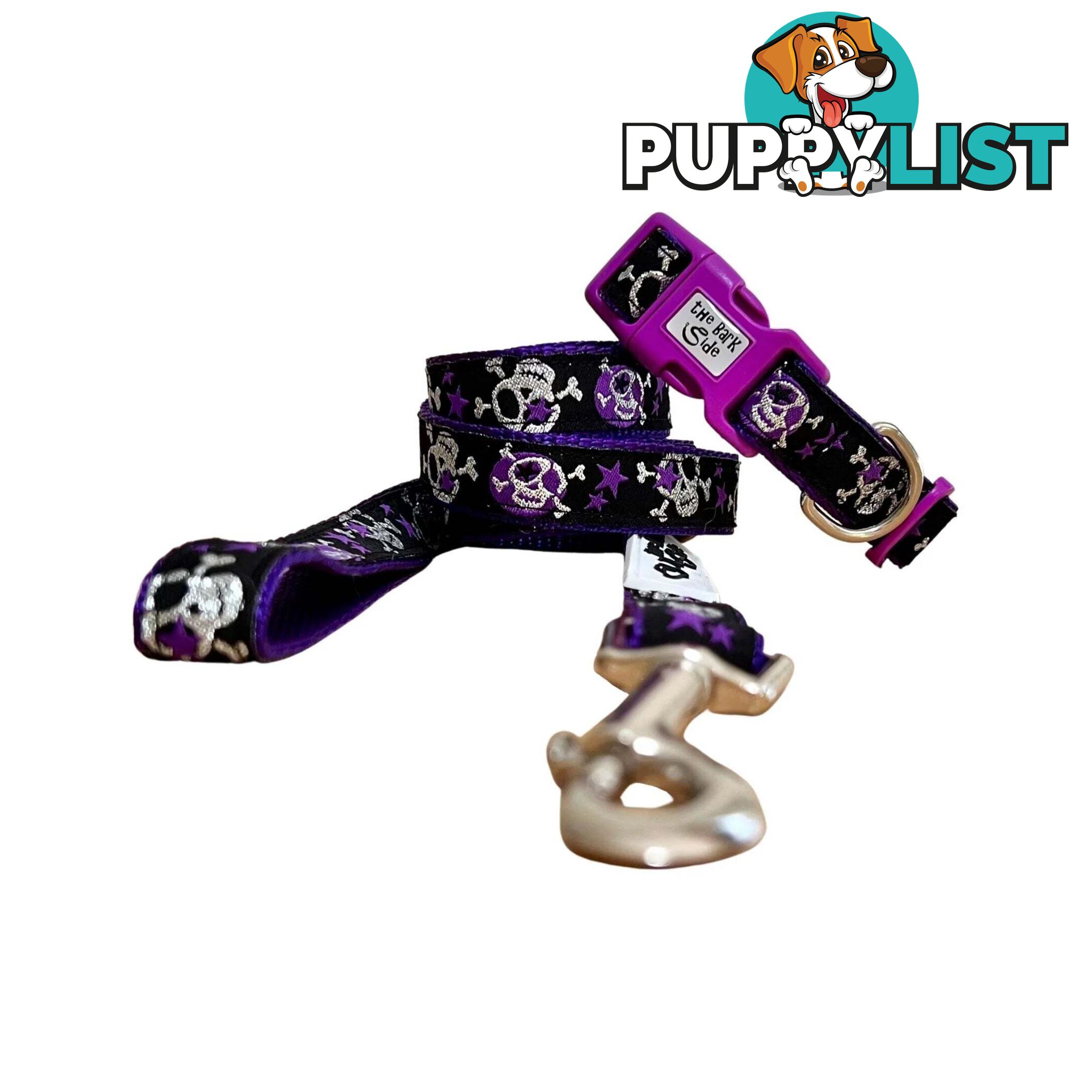 Skulls & Stars Dog Lead / Dog Leash - Hand Made by The Bark Side - TBSLDSKULBLU201.2