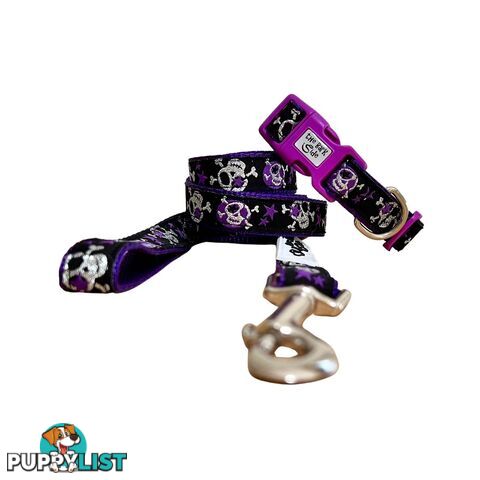 Skulls & Stars Dog Lead / Dog Leash - Hand Made by The Bark Side - TBSLDSKULBLU201.2