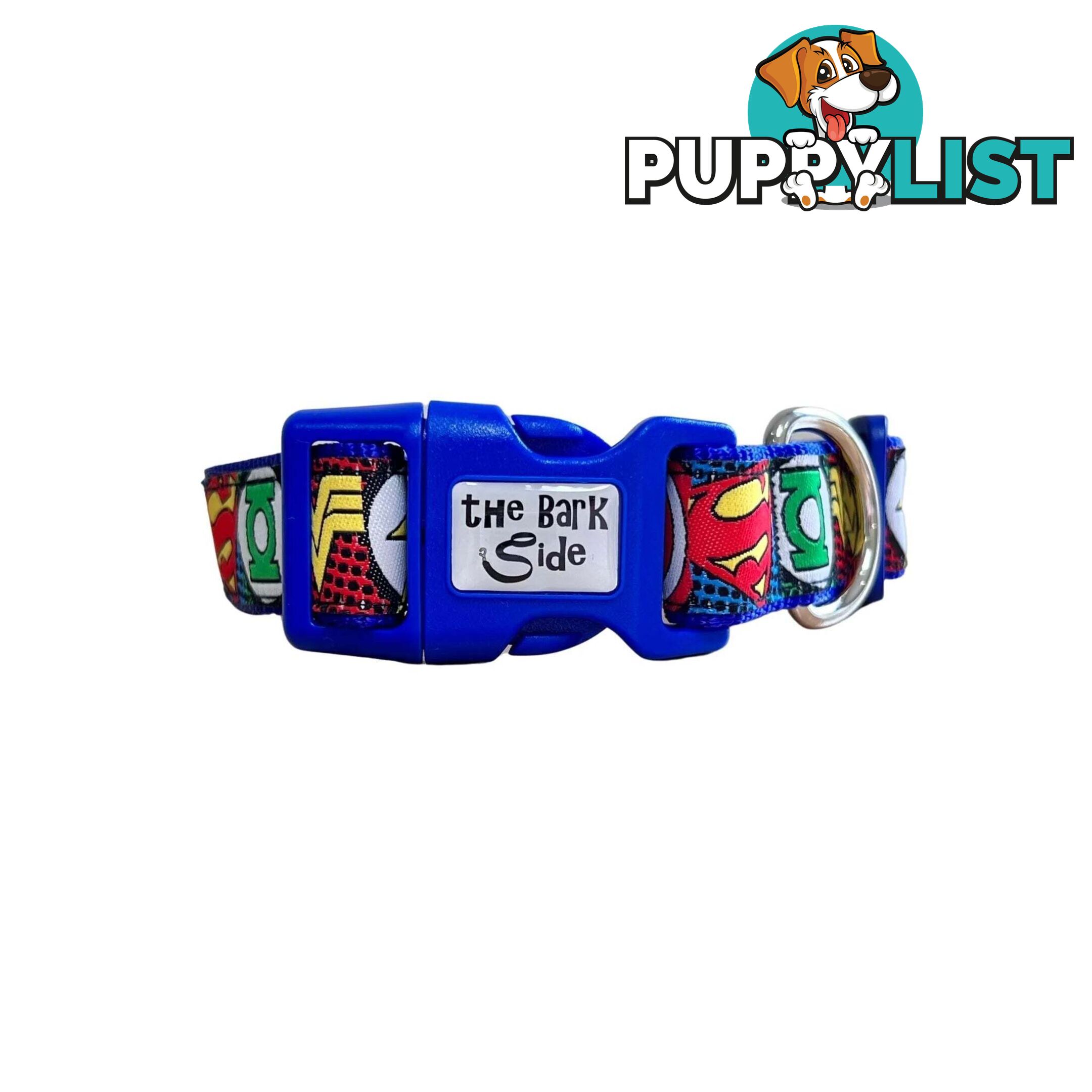 Superhero Dog Collar - Hand Made by The Bark Side - TBSHEROSMLBLU