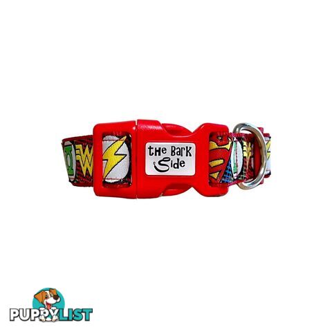 Superhero Dog Collar - Hand Made by The Bark Side - TBSHEROSMLBLU
