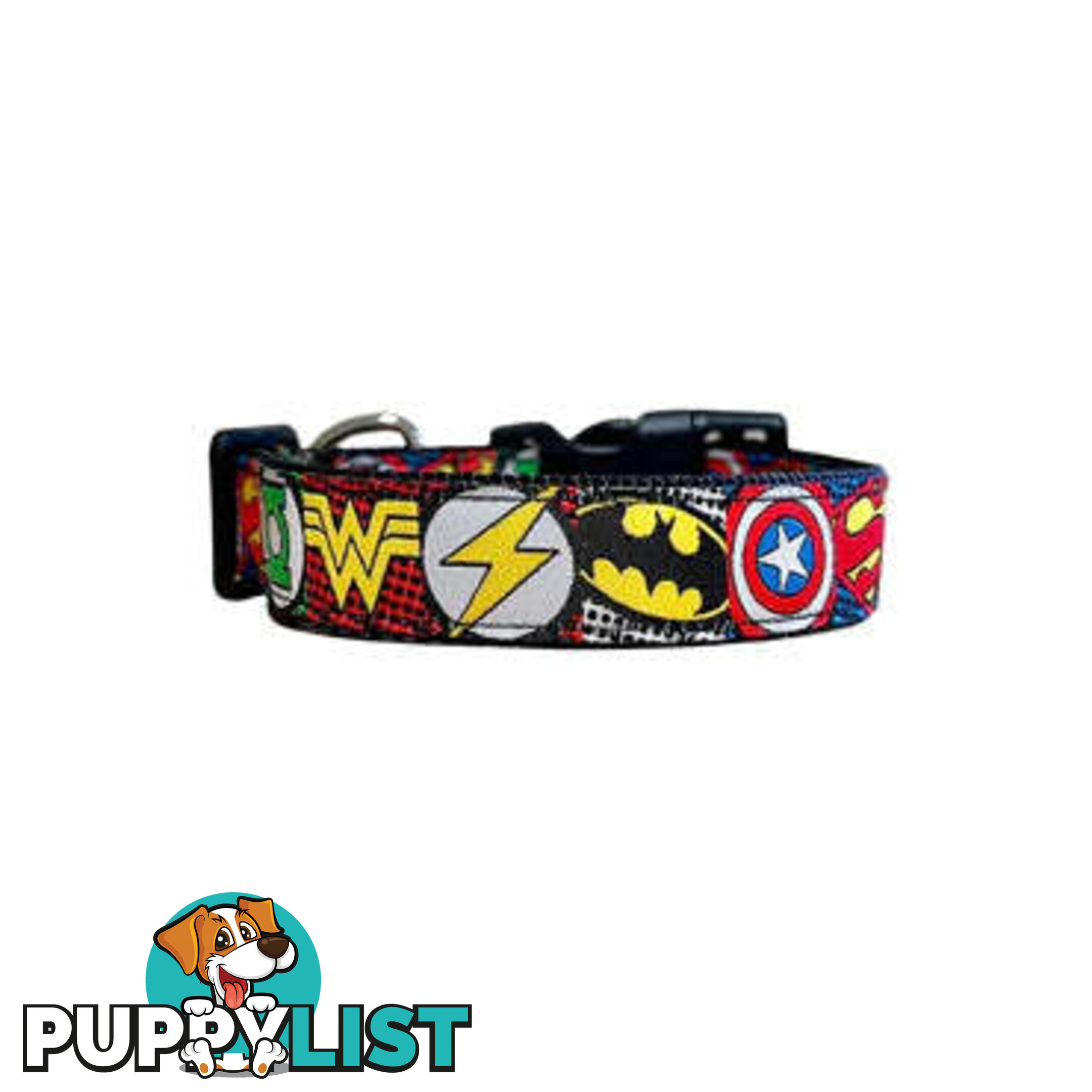 Superhero Dog Collar - Hand Made by The Bark Side - TBSHEROSMLBLU