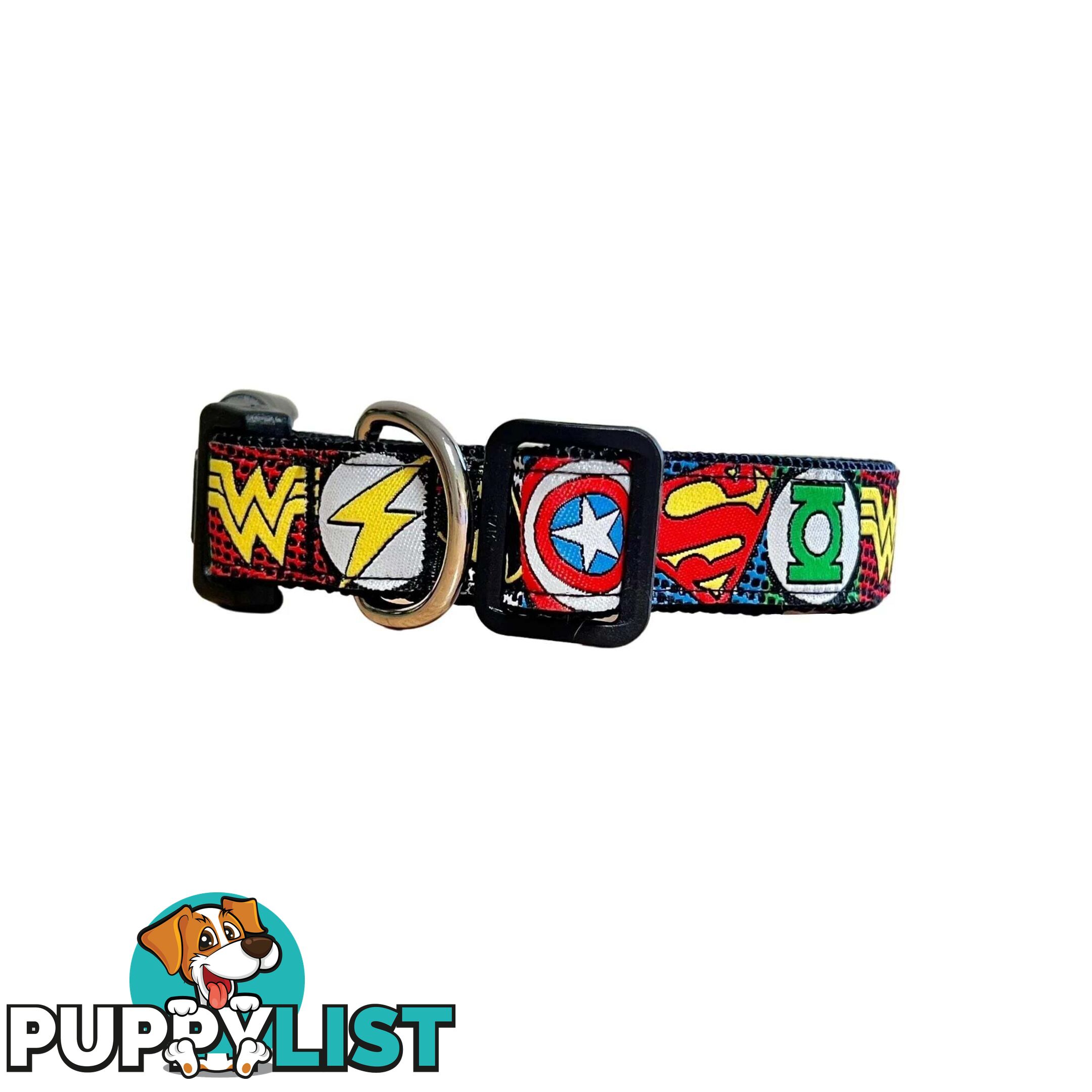 Superhero Dog Collar - Hand Made by The Bark Side - TBSHEROSMLBLU