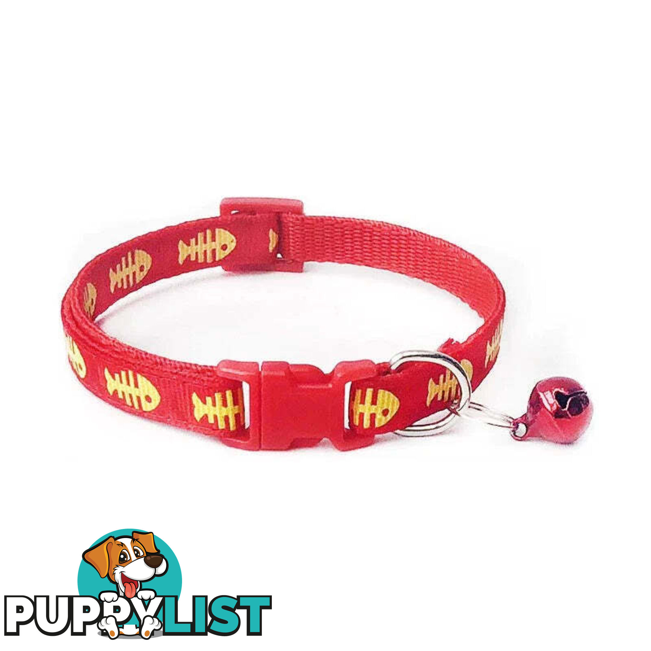 Fish Bone Cat Collar - Hand Made by The Bark Side - TBSFISYEL