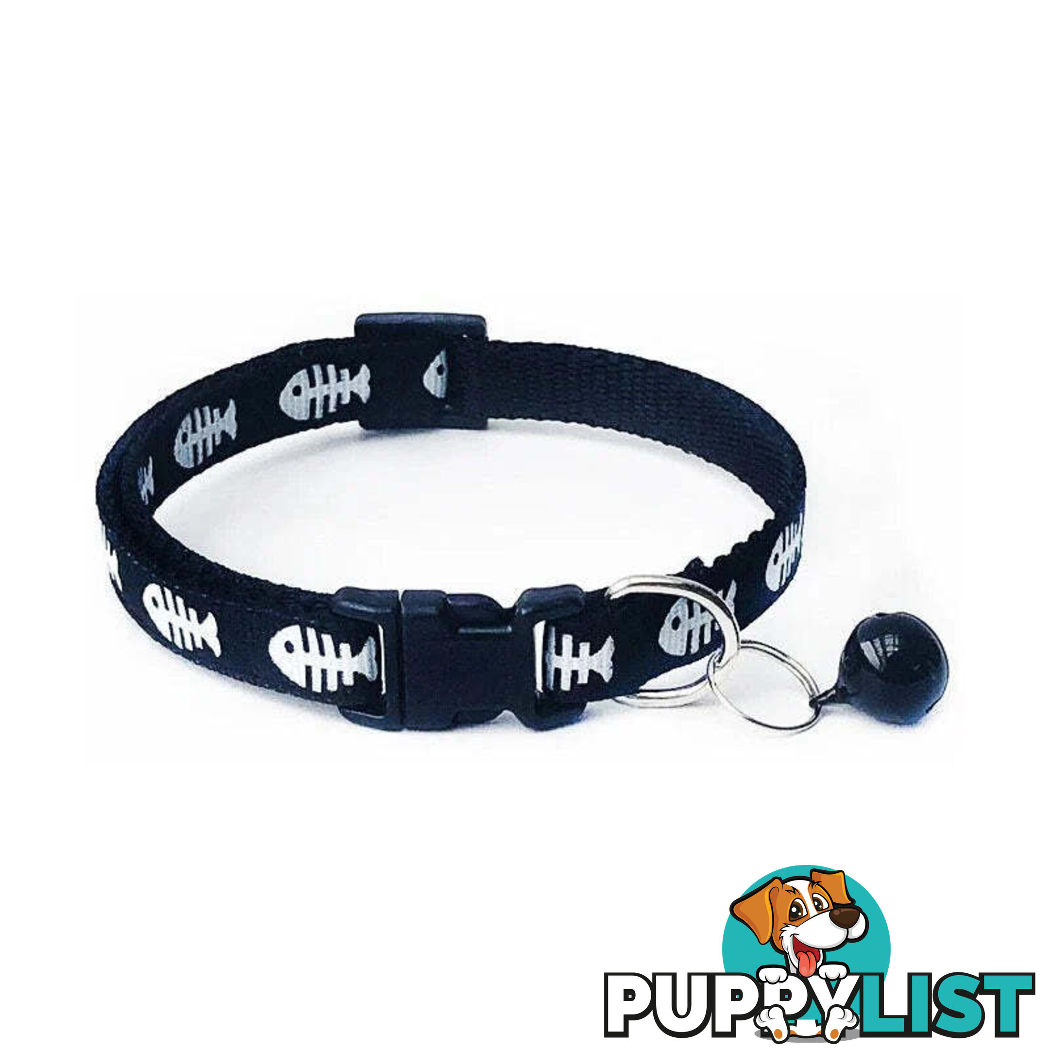 Fish Bone Cat Collar - Hand Made by The Bark Side - TBSFISYEL