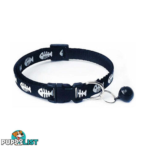 Fish Bone Cat Collar - Hand Made by The Bark Side - TBSFISYEL