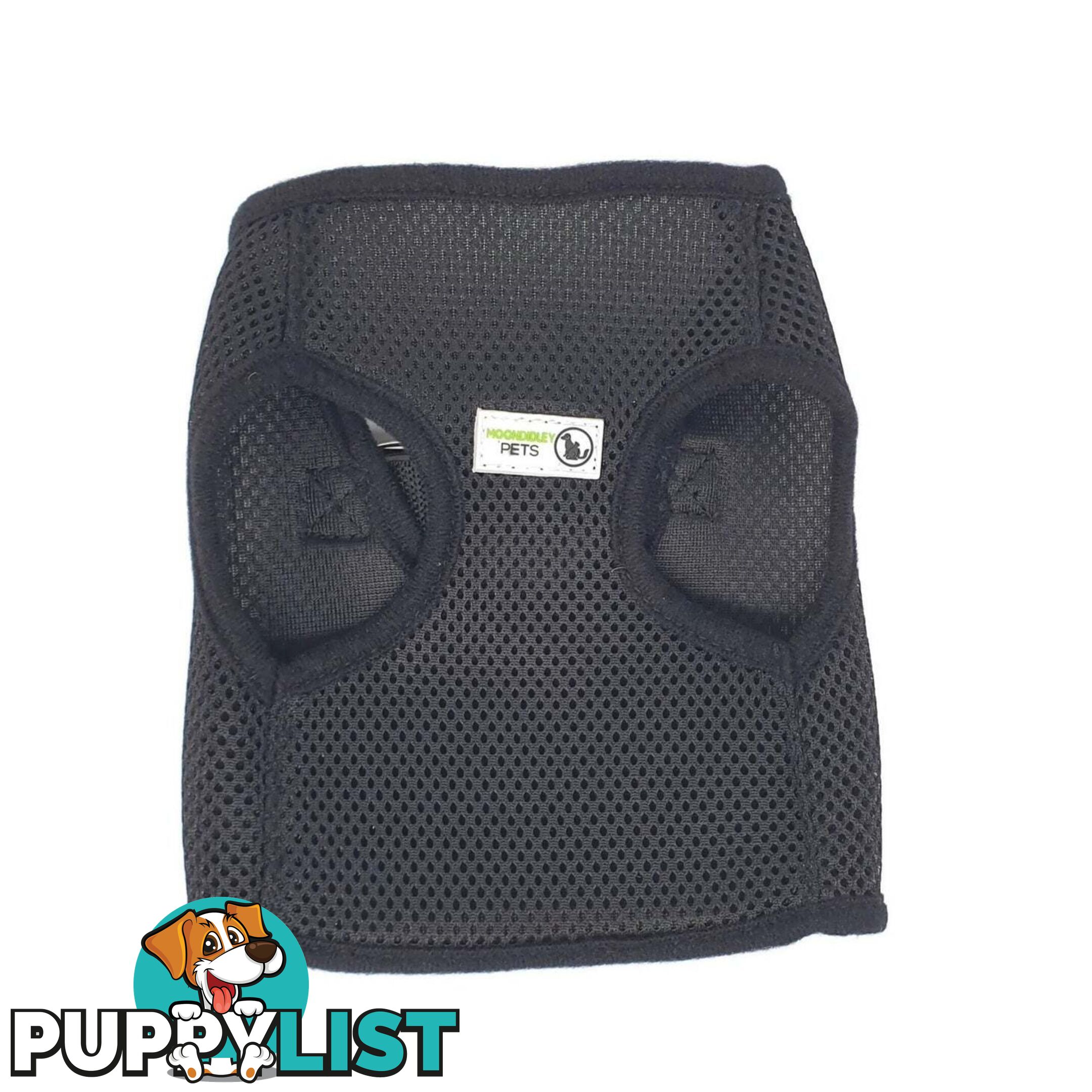 Vest Harness Pet Dog-Cat Step-in Velcro and Buckle Attachments - Moondidley Pets - MDPVESTLBLK