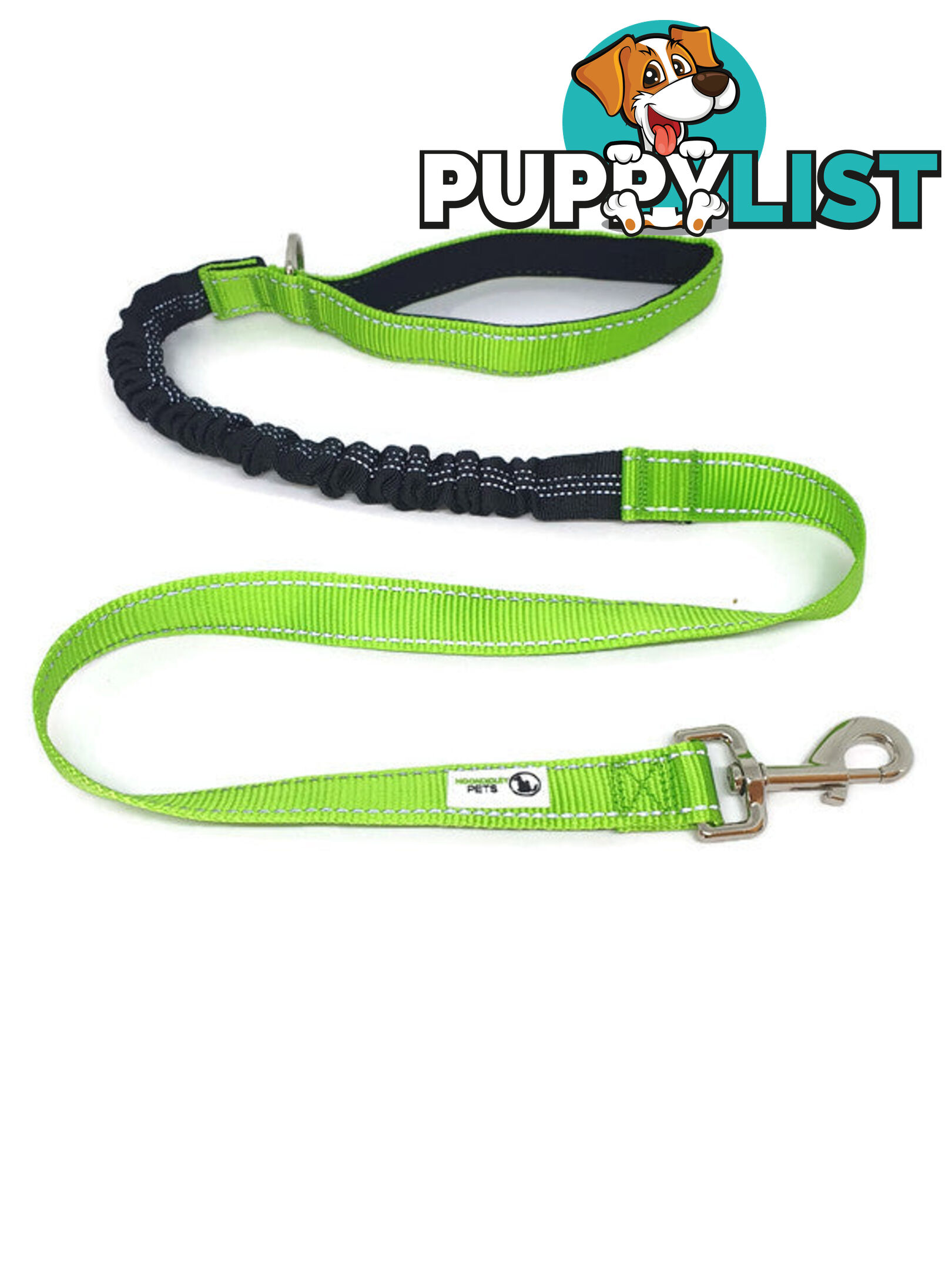 Bungee Dog Lead Nylon w/Reflective Stitching - Moondidley Pets - MDPLDBUNPUR