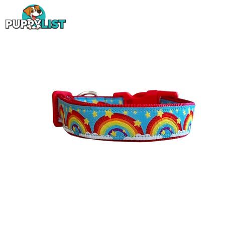 Rainbow Dog Collar - Hand Made by The Bark Side - TBSRAILYEL