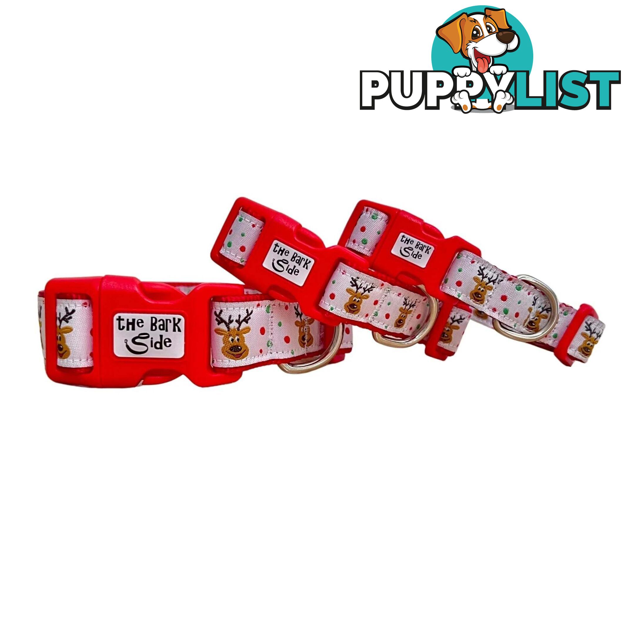 Christmas Dog Collar / Reindeer / Santa / XS - L - Hand Made by The Bark Side - TBSCHRMEDREI