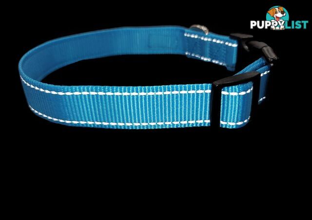 Nylon w/Reflective Stitching Dog Collar - Moondidley Pets - MDPCOLREFLGRN