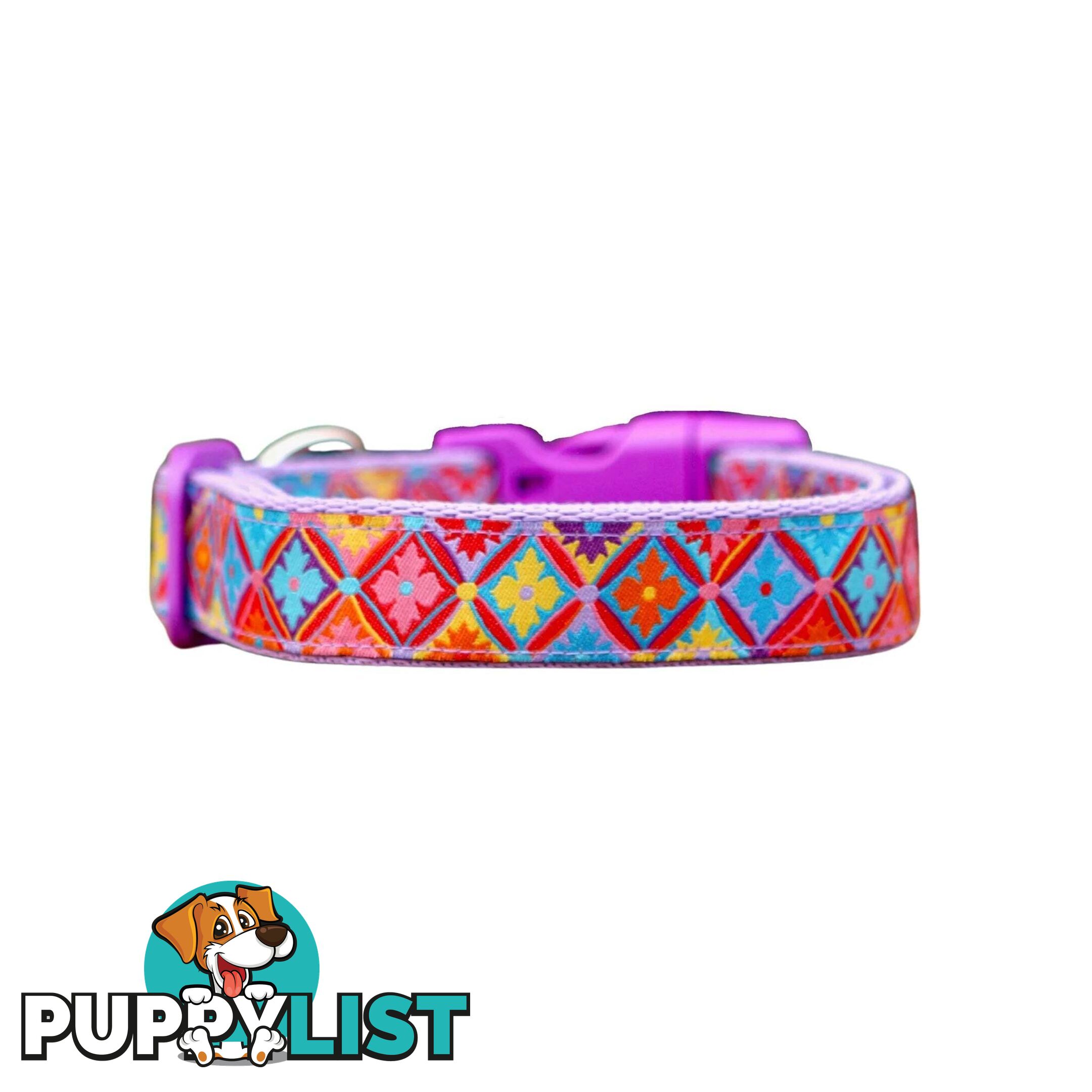 Purple Geometric Dog Collar / XS - L - Hand Made by The Bark Side - TBSGEOXS