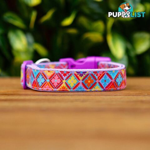 Purple Geometric Dog Collar / XS - L - Hand Made by The Bark Side - TBSGEOXS