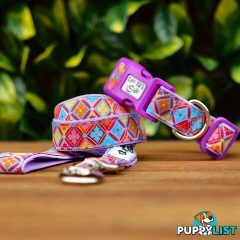 Purple Geometric Dog Collar / XS - L - Hand Made by The Bark Side - TBSGEOXS
