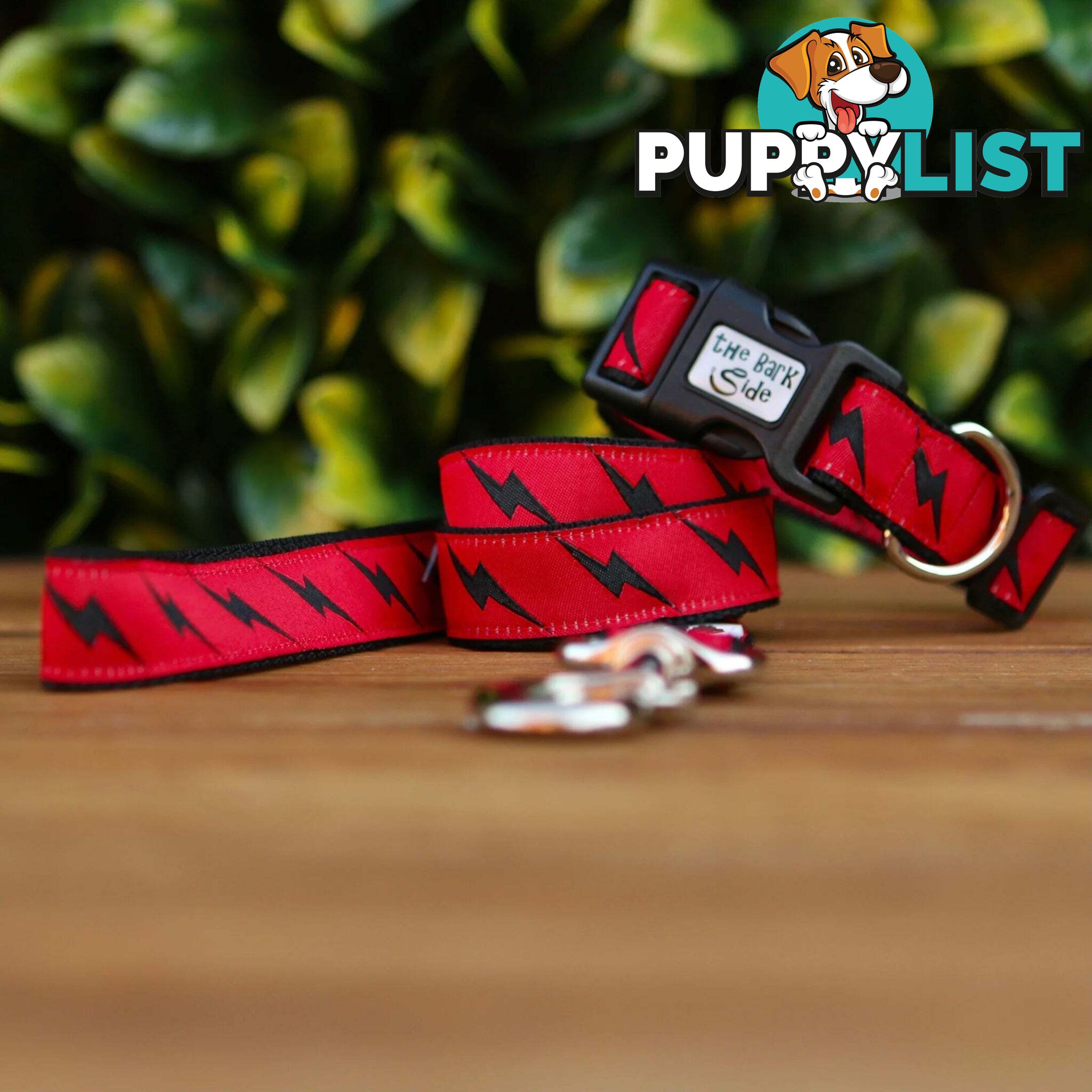 Lightning Bolt Dog Lead / Dog Leash - Hand Made by The Bark Side - TBSLDLIGBLK251.8
