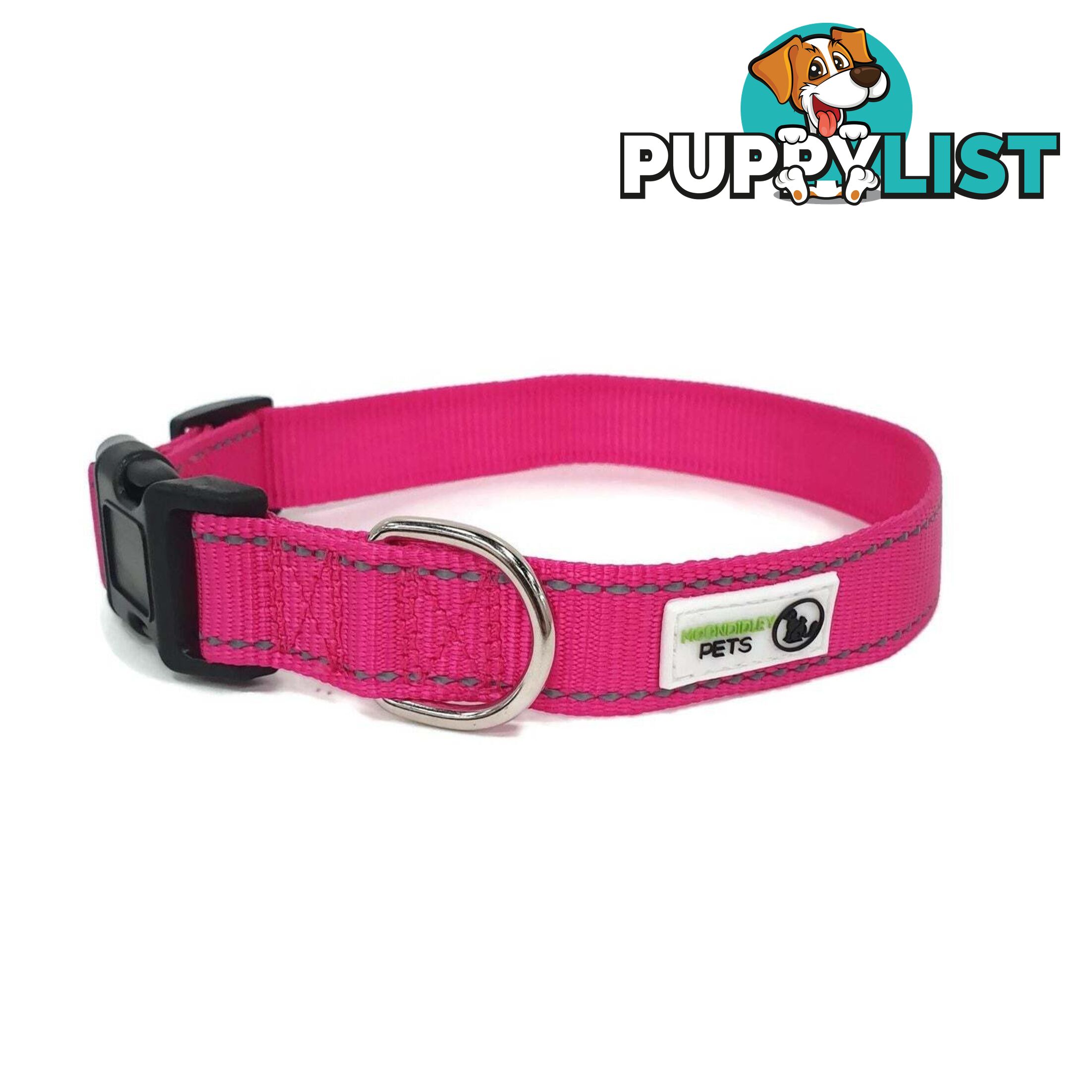 Nylon w/Reflective Stitching Dog Collar - Moondidley Pets - MDPCOLREFXSPNK