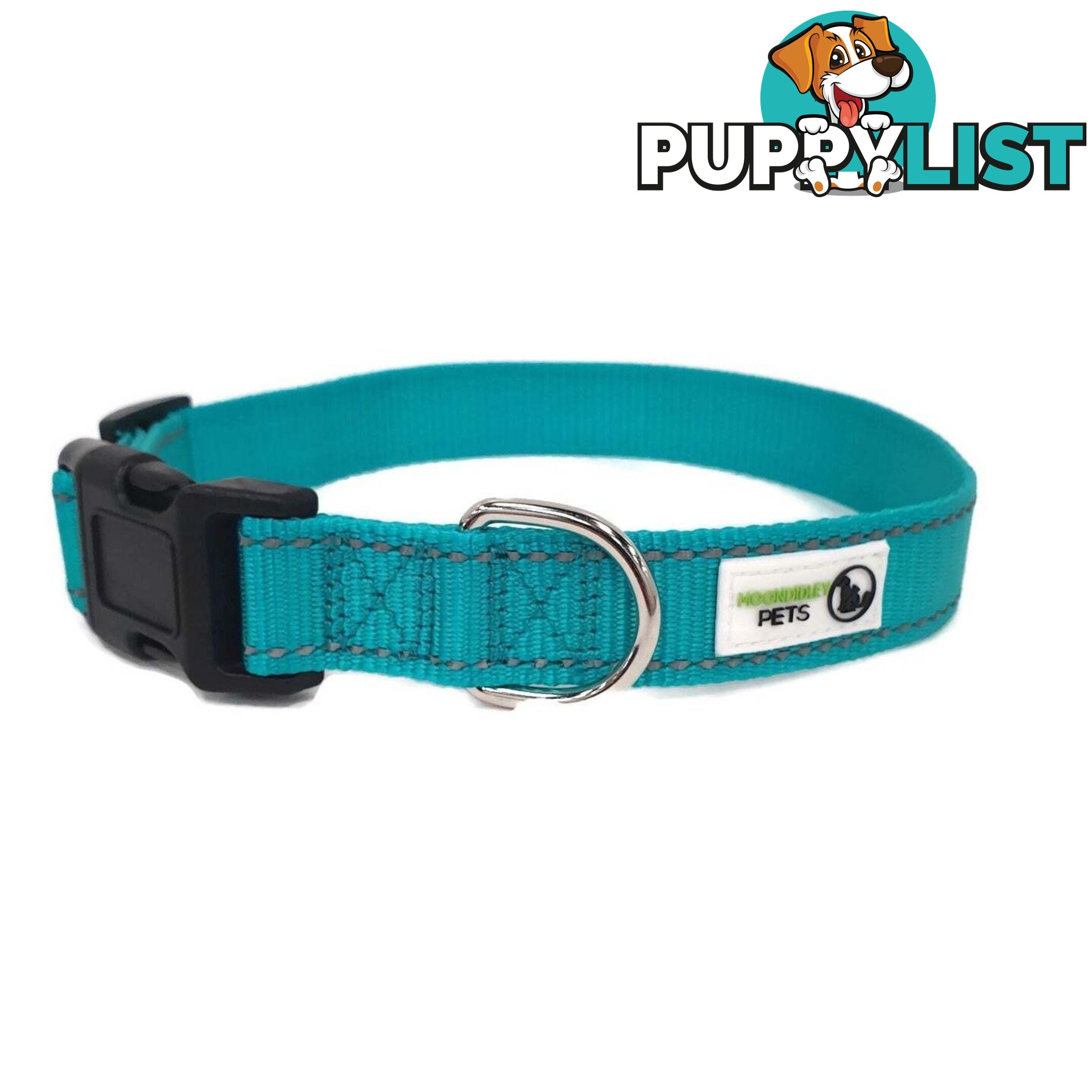 Nylon w/Reflective Stitching Dog Collar - Moondidley Pets - MDPCOLREFXSPNK